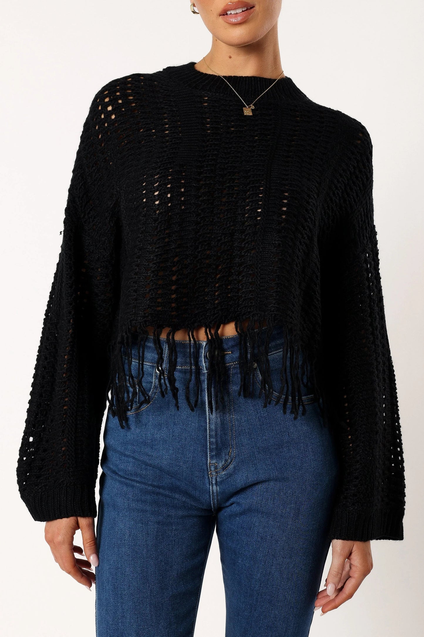 Fringe Crochet Crop Sweater