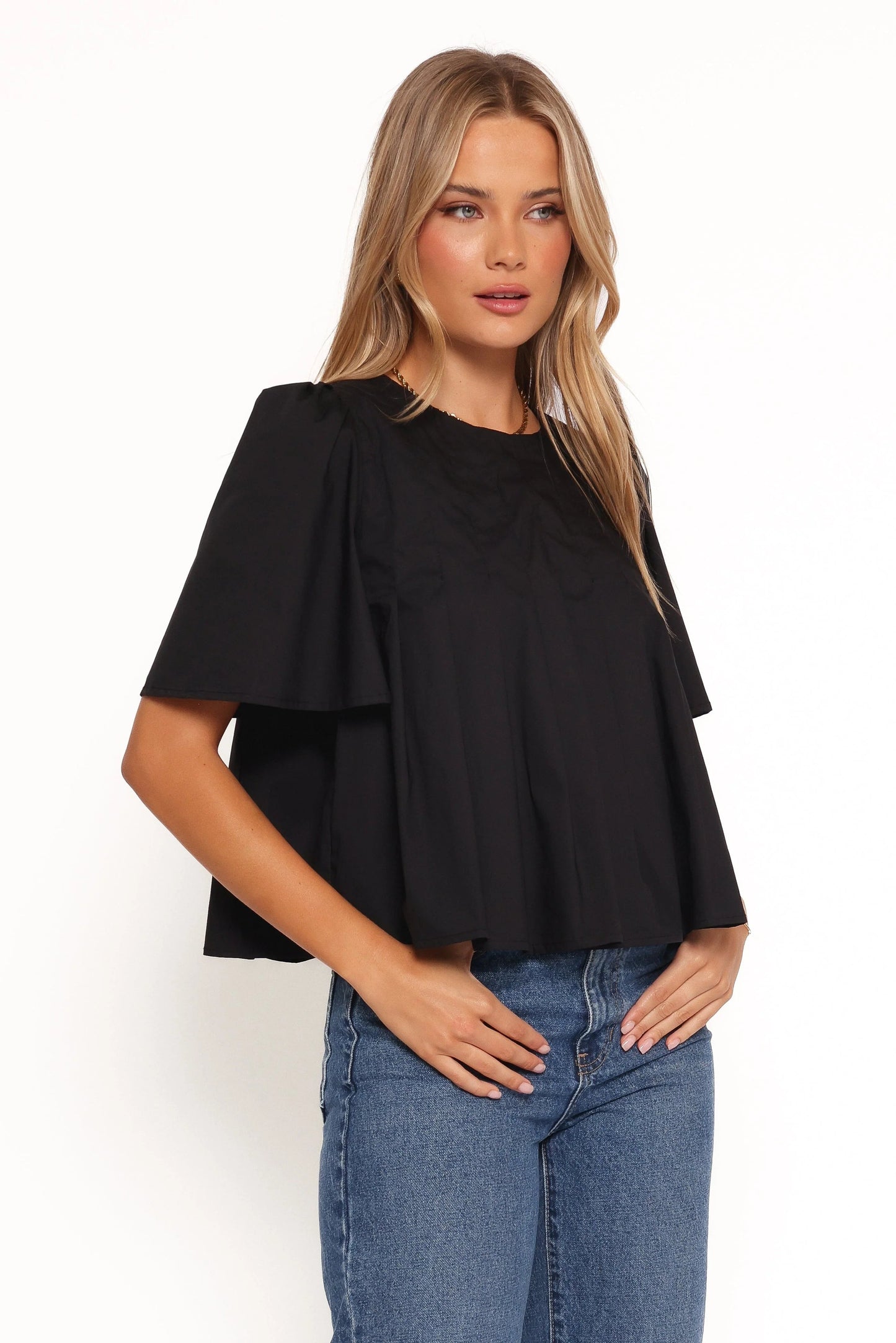 Pleated Smock Crop Top