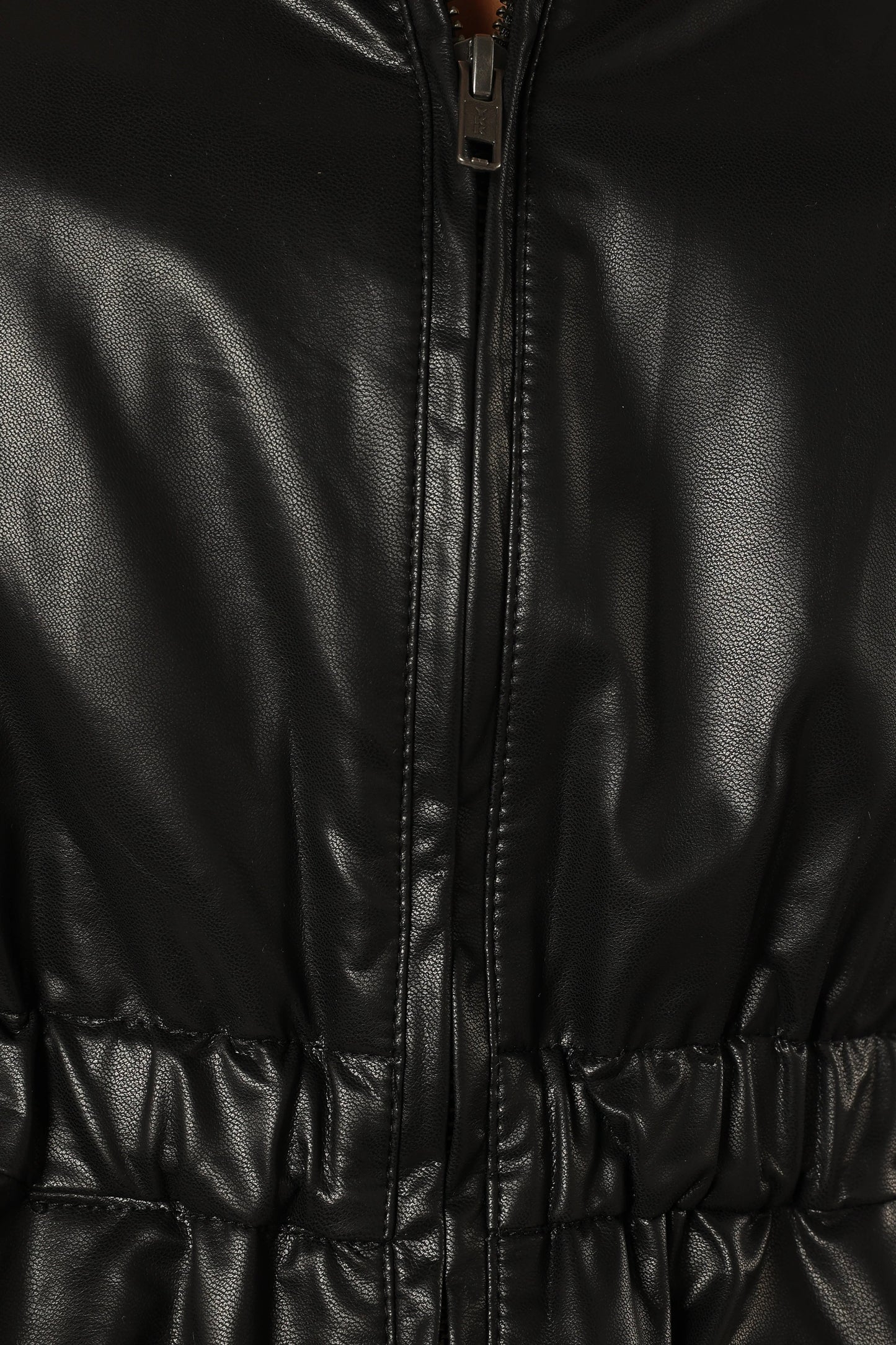 Puff-Sleeve Faux Leather Peplum Jacket