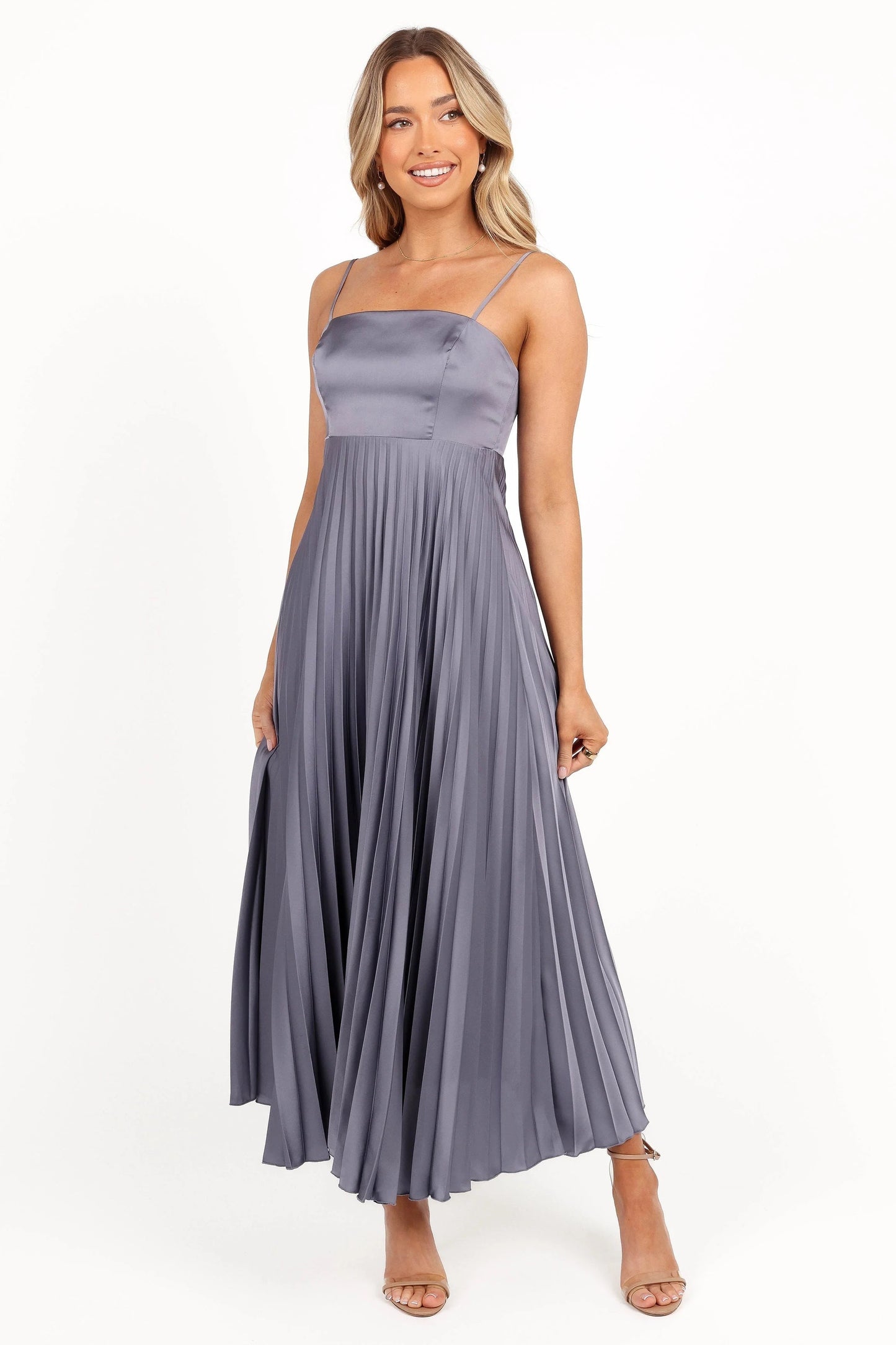 Satin Pleated Maxi Dress