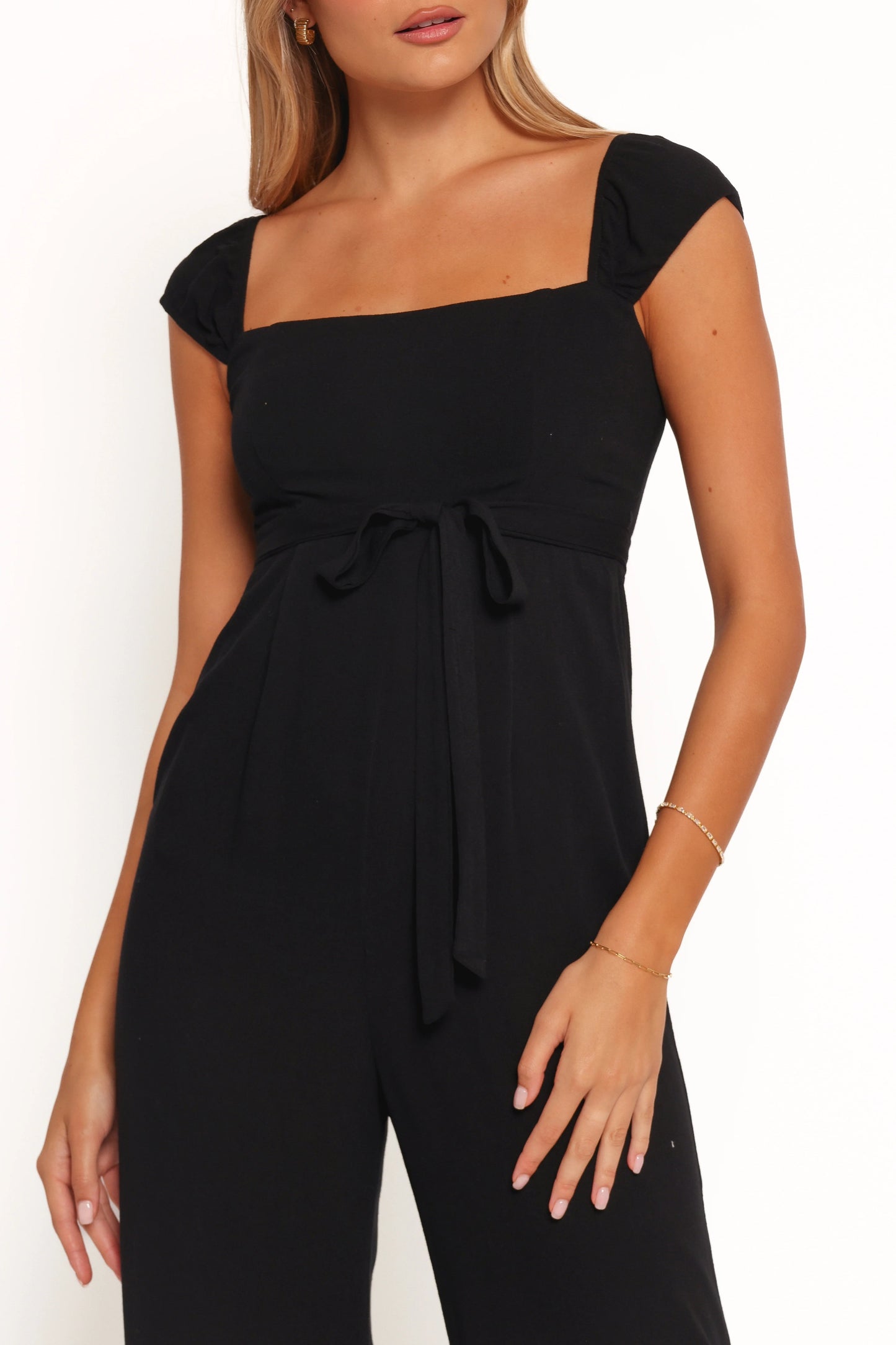 Cropped Tie-Strap Straight-Leg Jumpsuit
