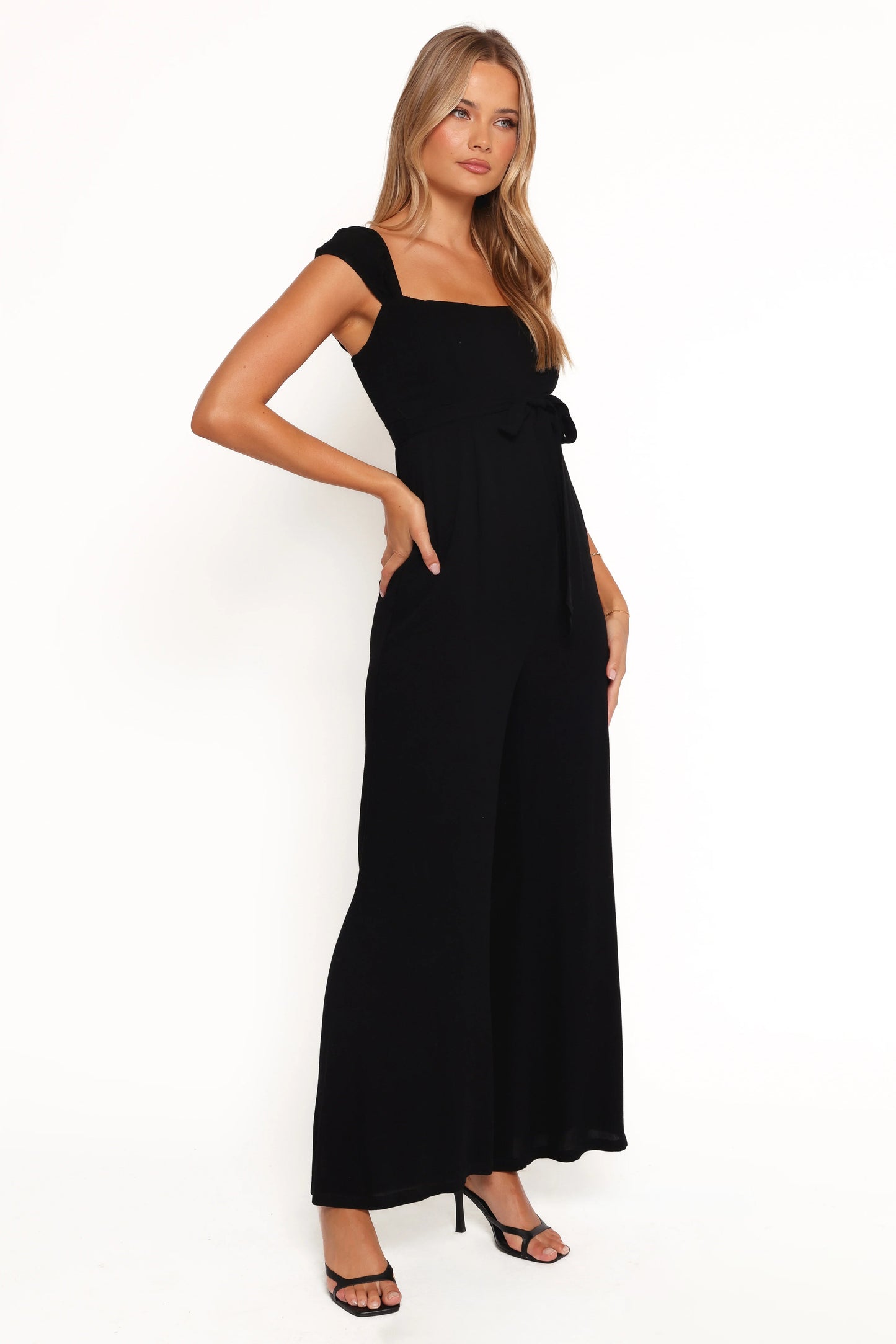 Cropped Tie-Strap Straight-Leg Jumpsuit