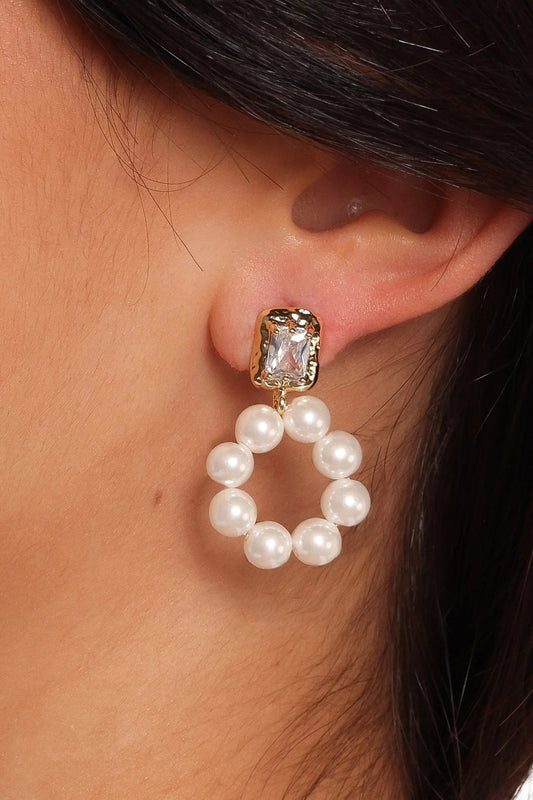 Dara Rhinestone & Pearl Drop Earrings