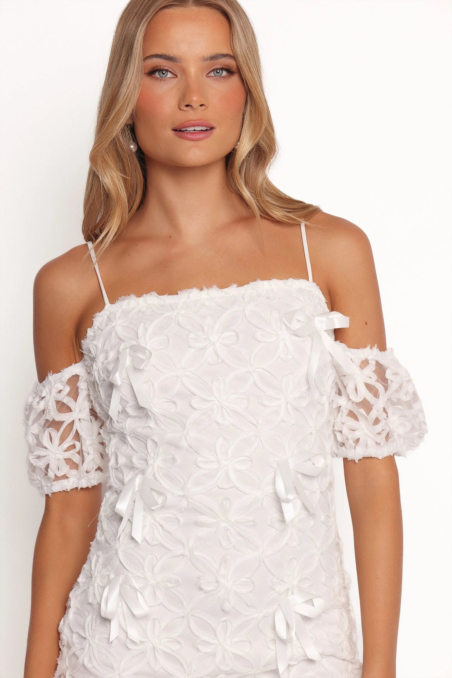Embroidered Floral Off-Shoulder Mini Dress