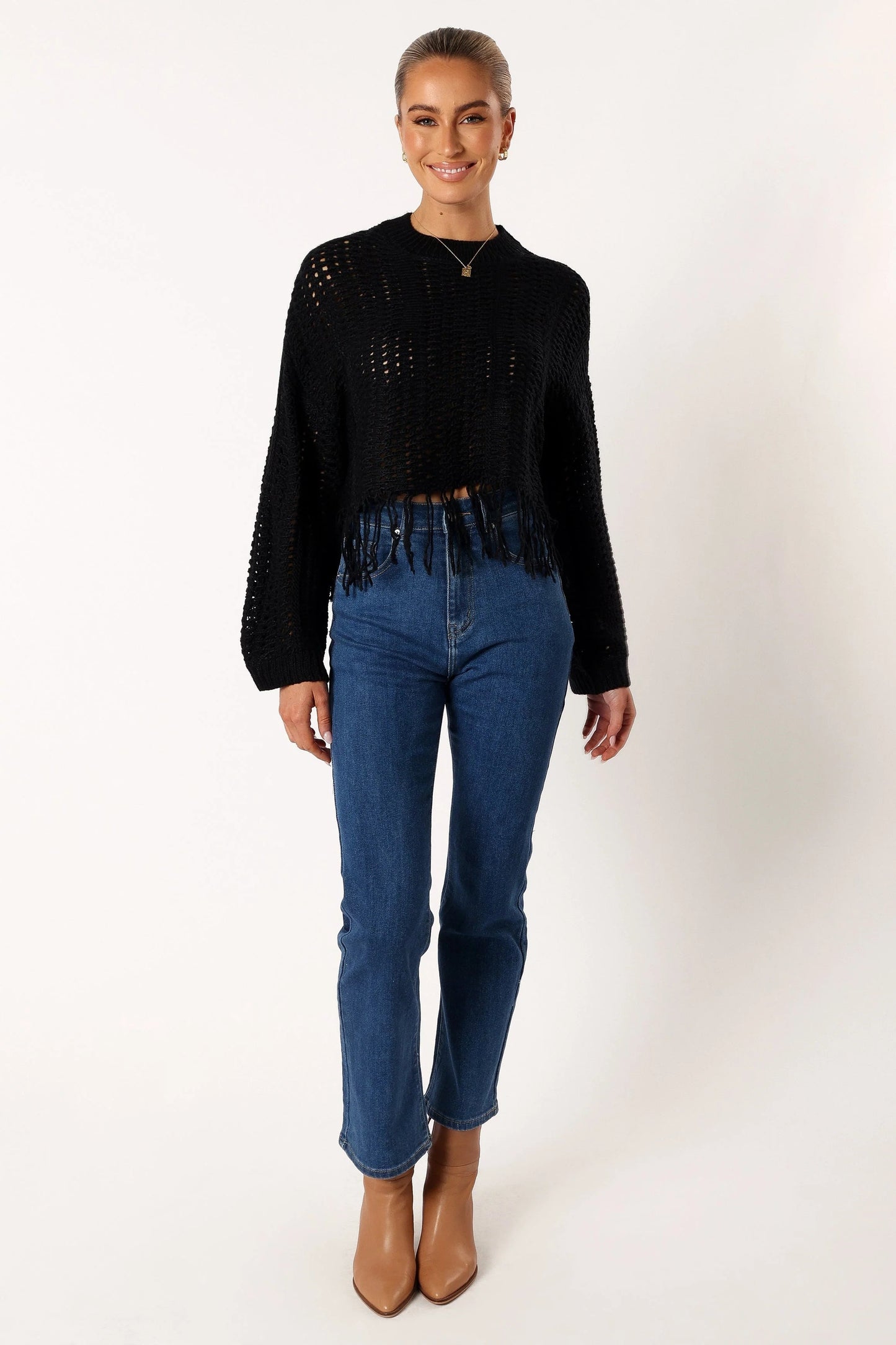 Fringe Crochet Crop Sweater