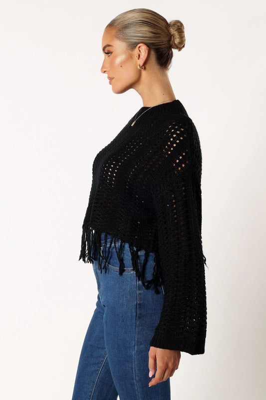 Fringe Crochet Crop Sweater