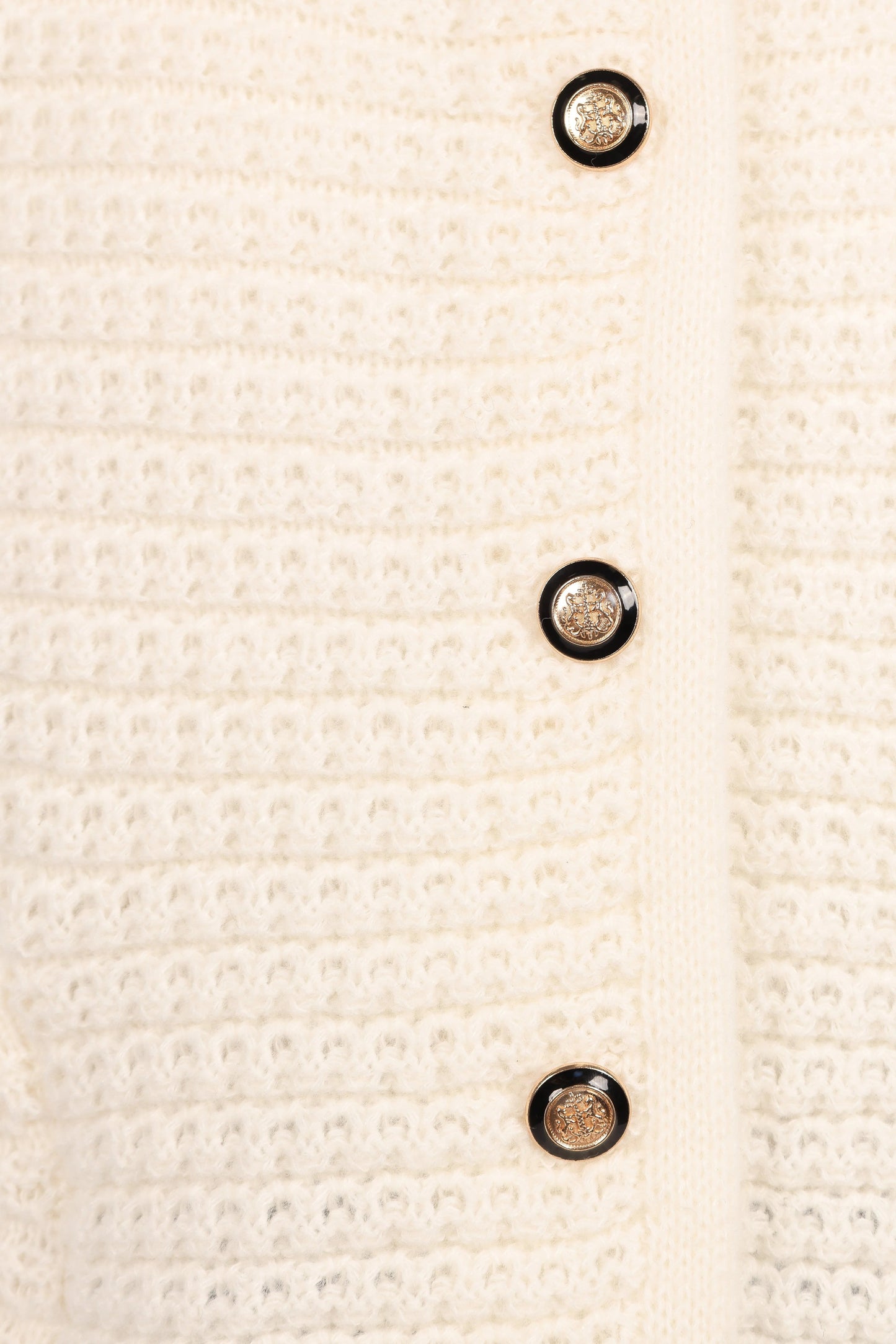Gold-Button Crochet-Textured Cardigan