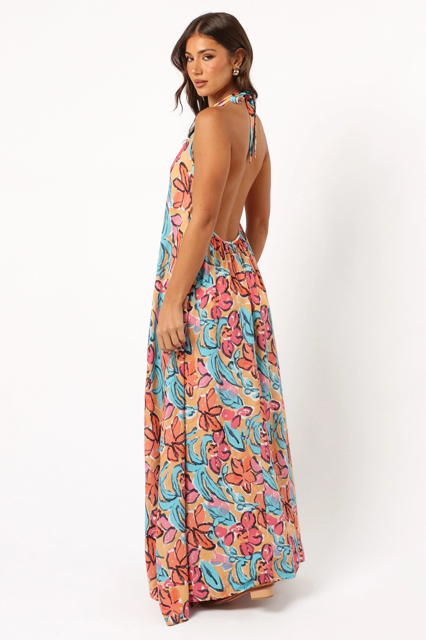 Halter-Back Floral Maxi