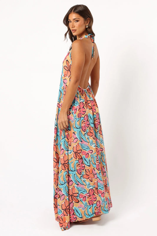 Halter-Back Floral Maxi