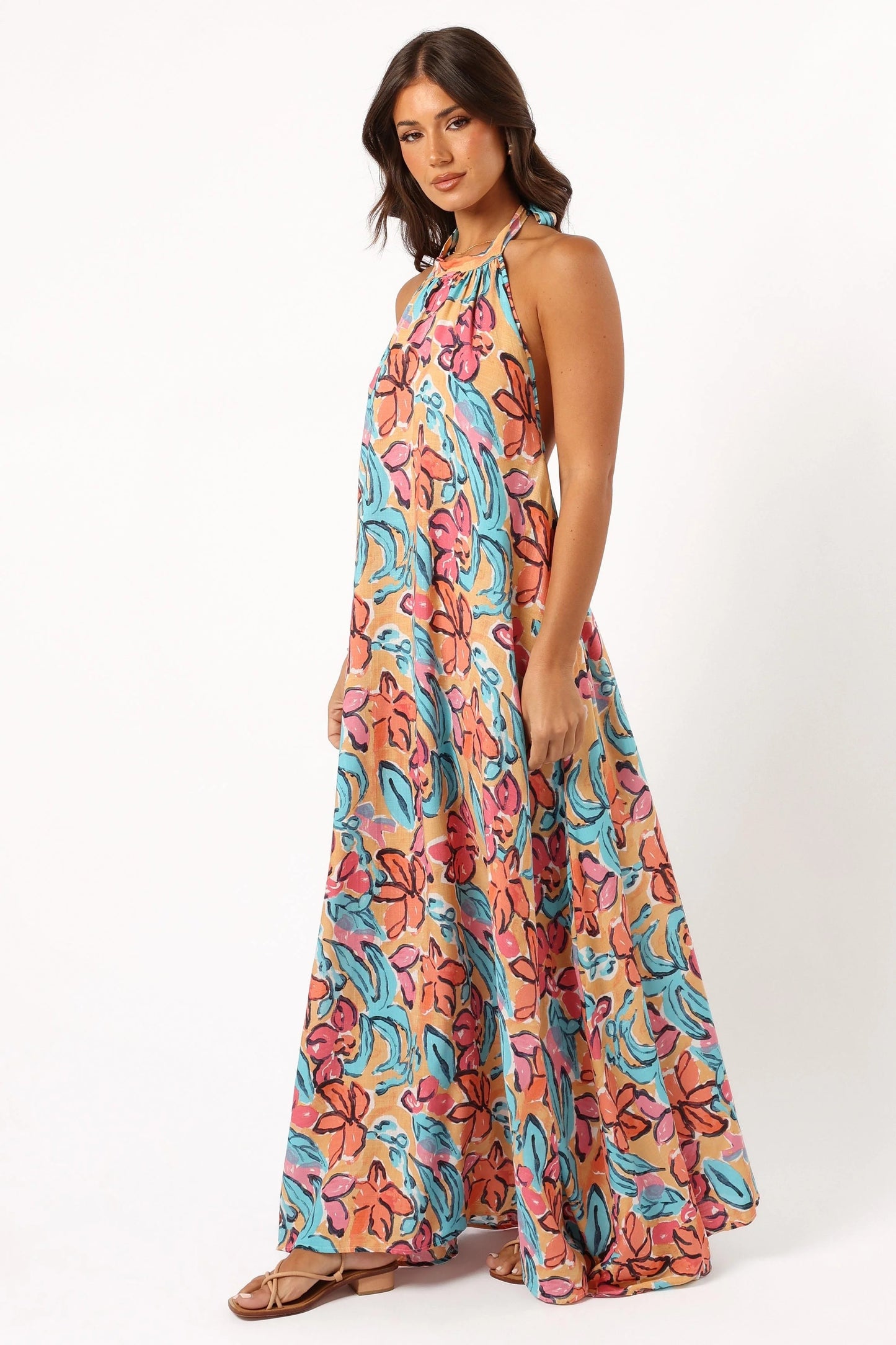 Halter-Back Floral Maxi