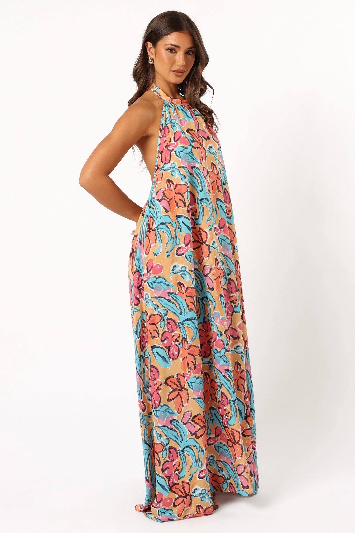 Halter-Back Floral Maxi