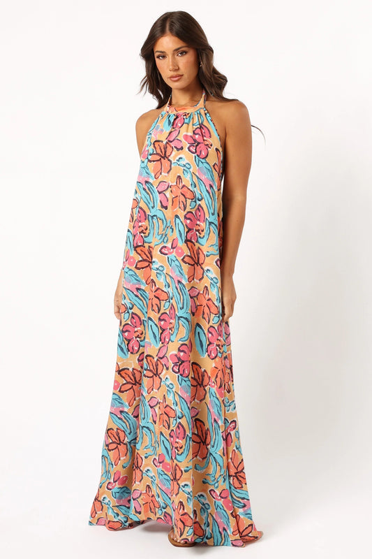Halter-Back Floral Maxi