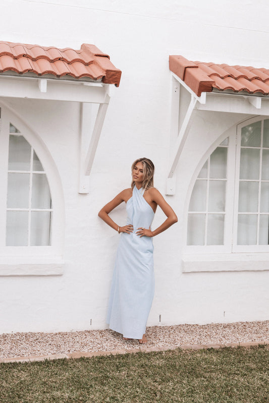 Halterneck Twist-Front Maxi Dress