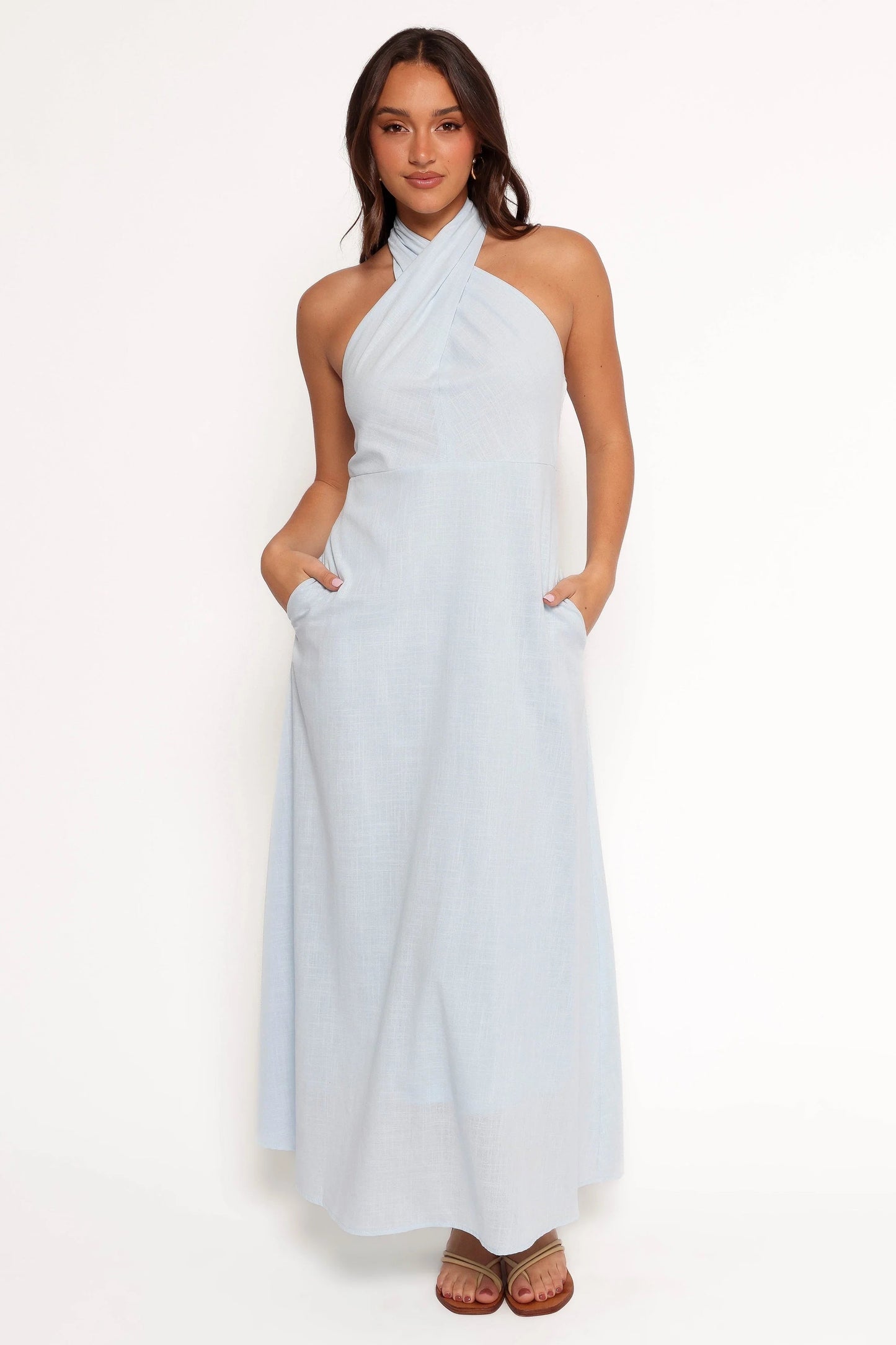 Halterneck Twist-Front Maxi Dress