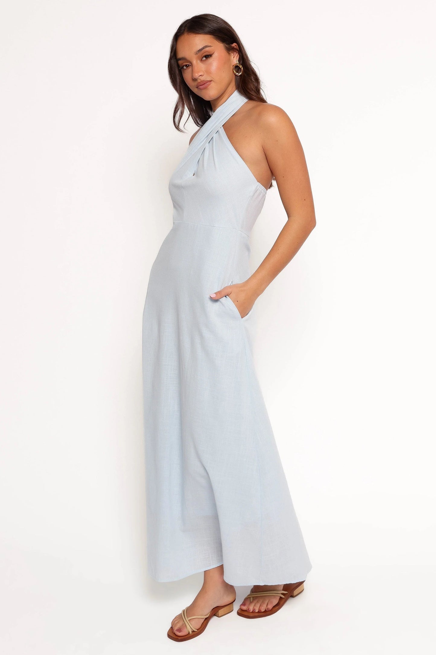 Halterneck Twist-Front Maxi Dress