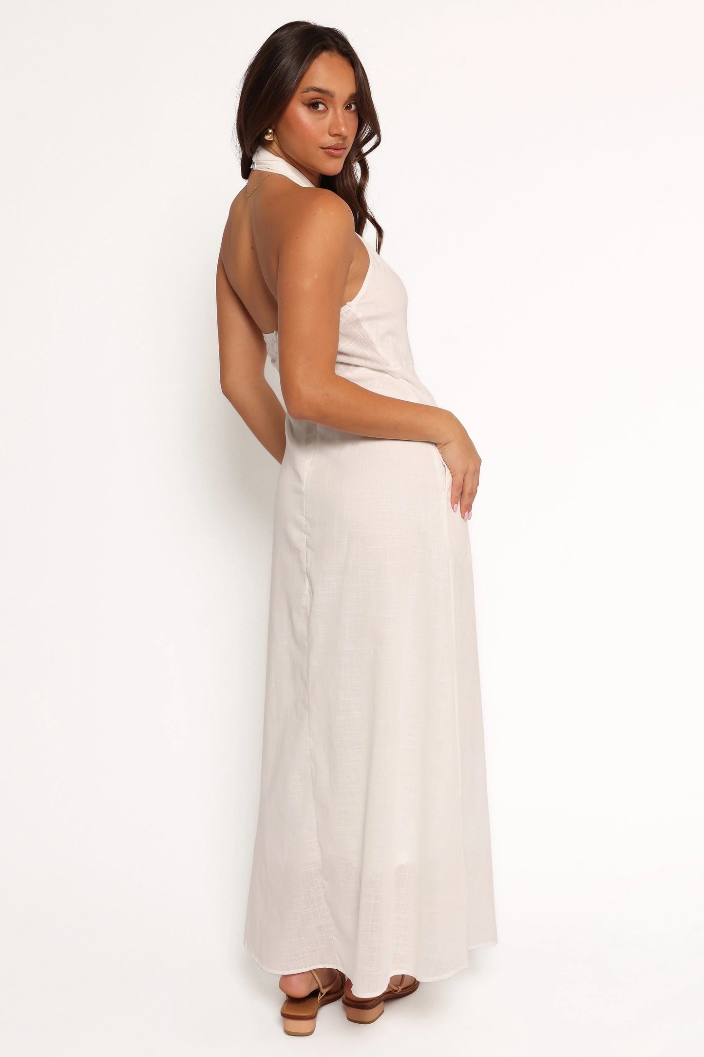 Halterneck Twist-Front Maxi Dress