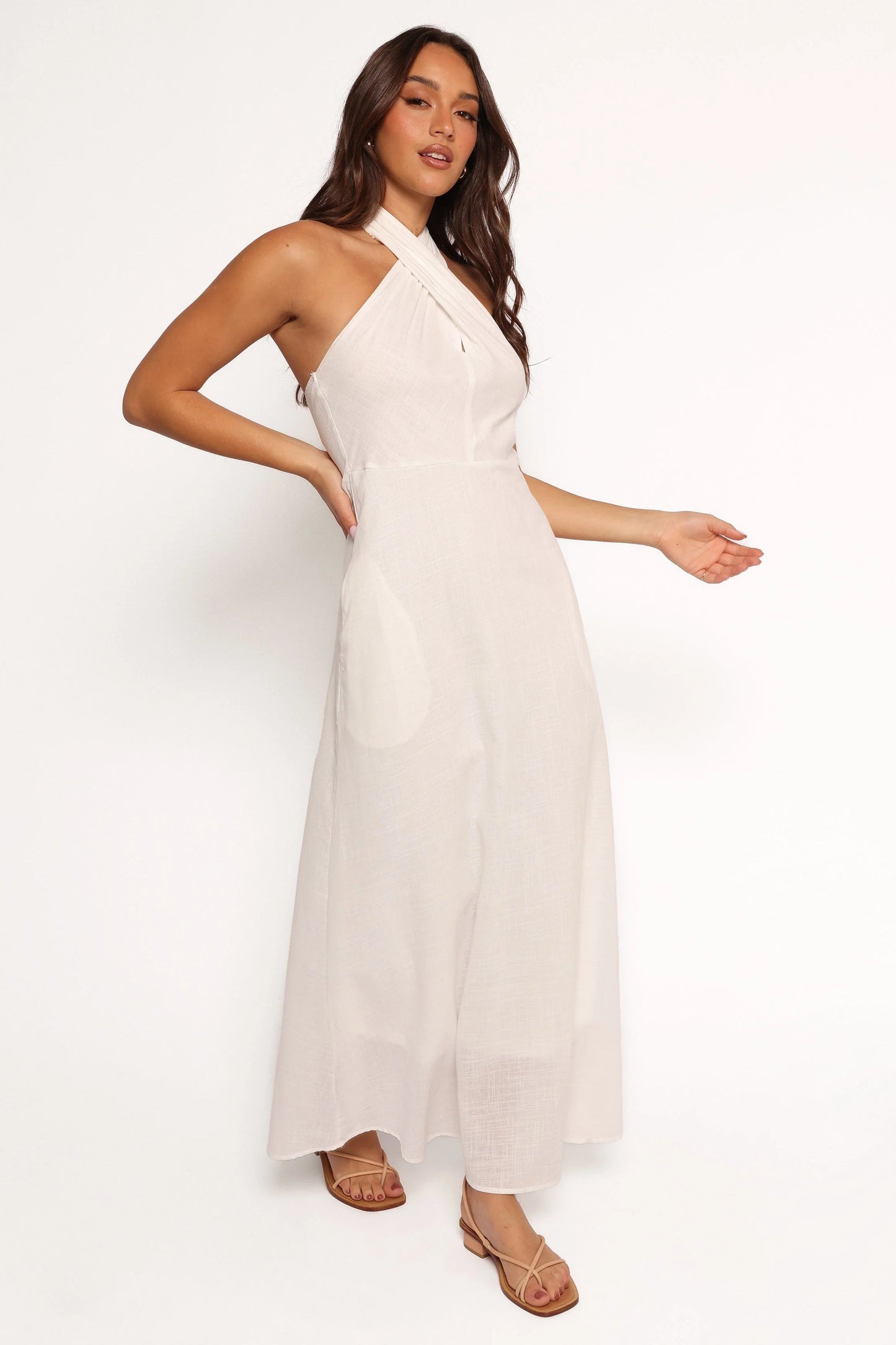 Halterneck Twist-Front Maxi Dress