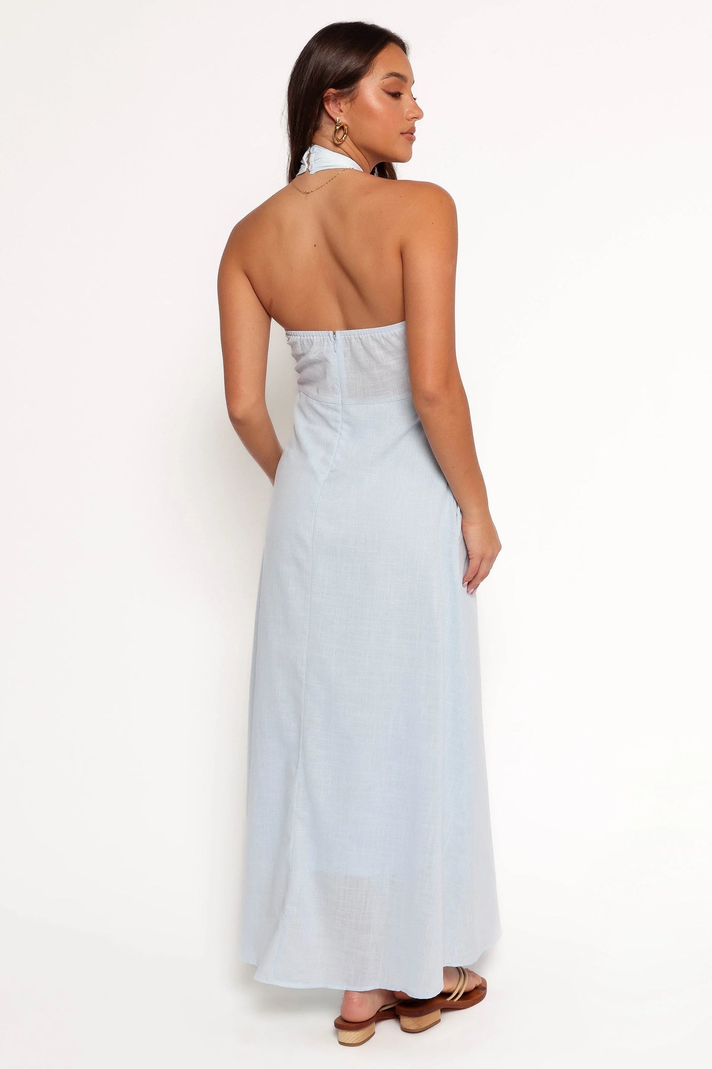 Halterneck Twist-Front Maxi Dress
