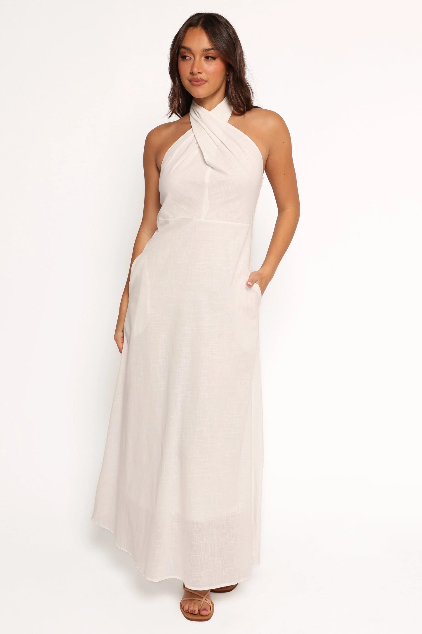 Halterneck Twist-Front Maxi Dress