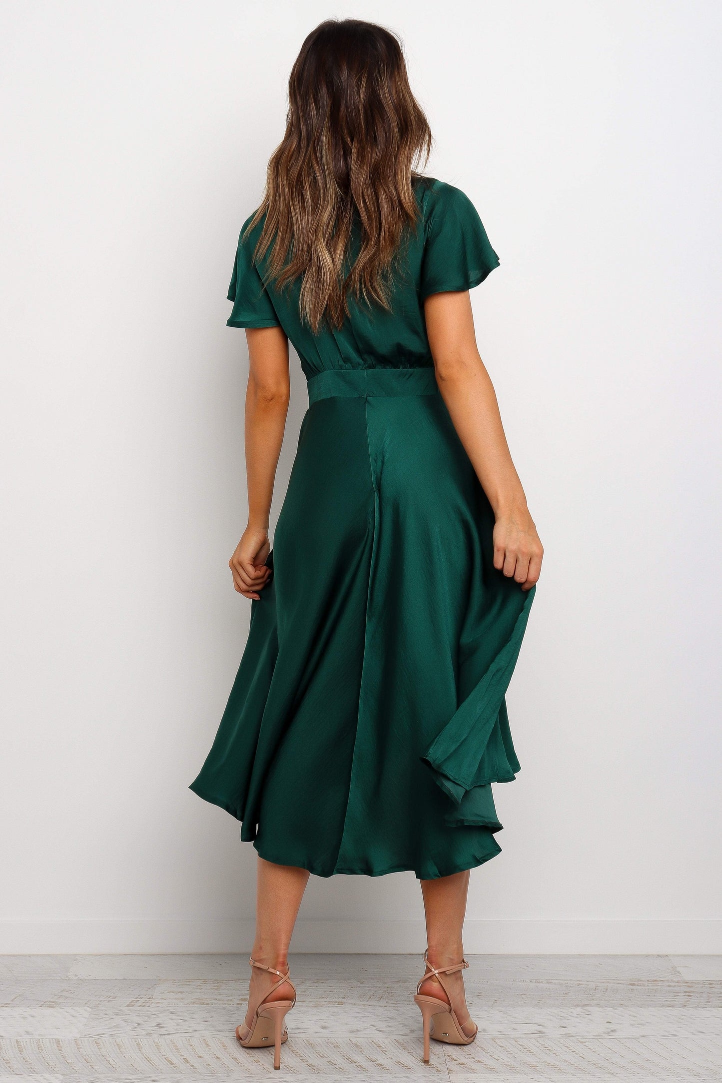High-Low V-Tie Midi Dress