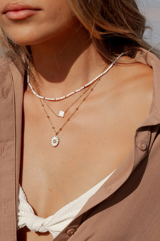 Layered Shell & Bead Necklace Trio