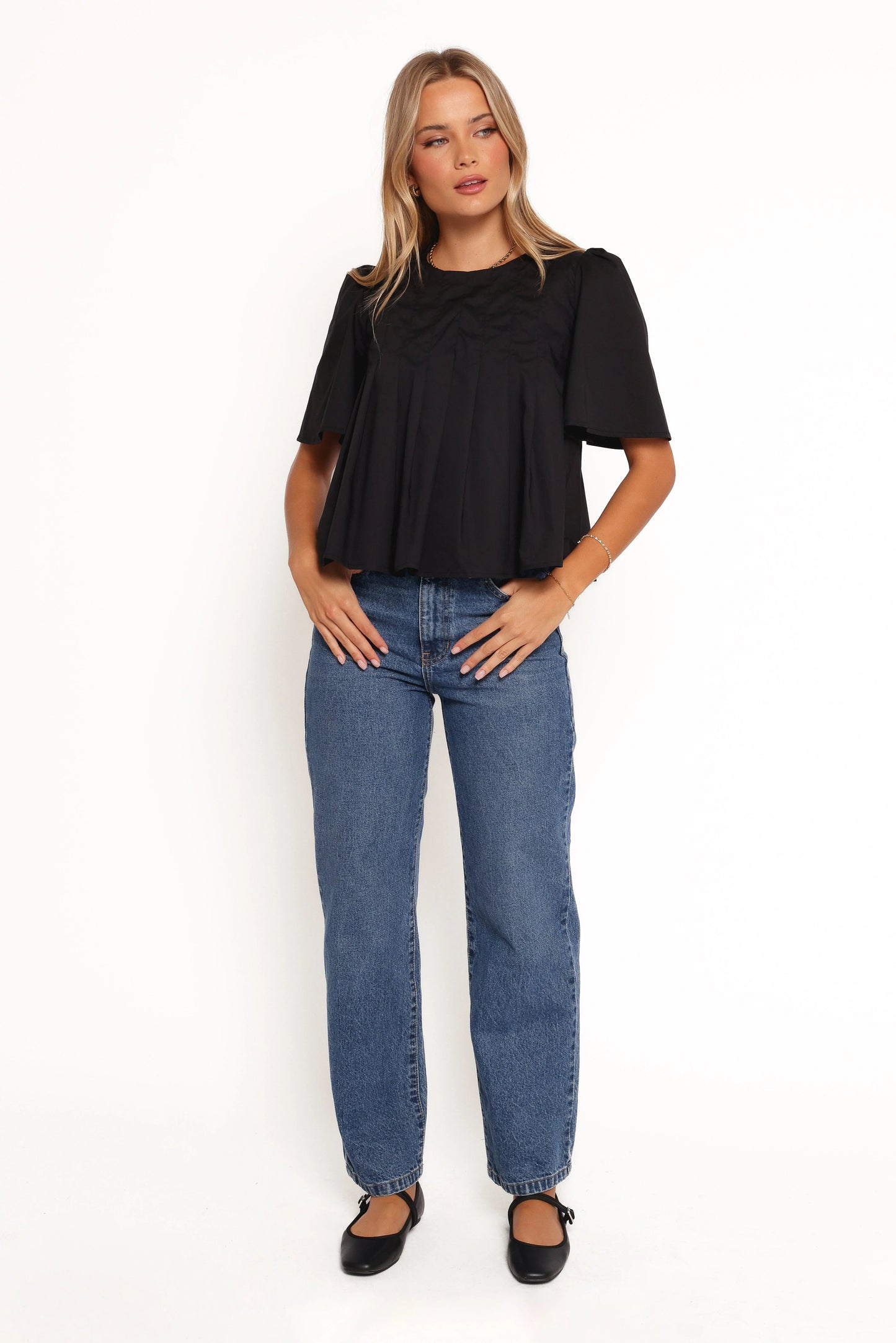 Pleated Smock Crop Top