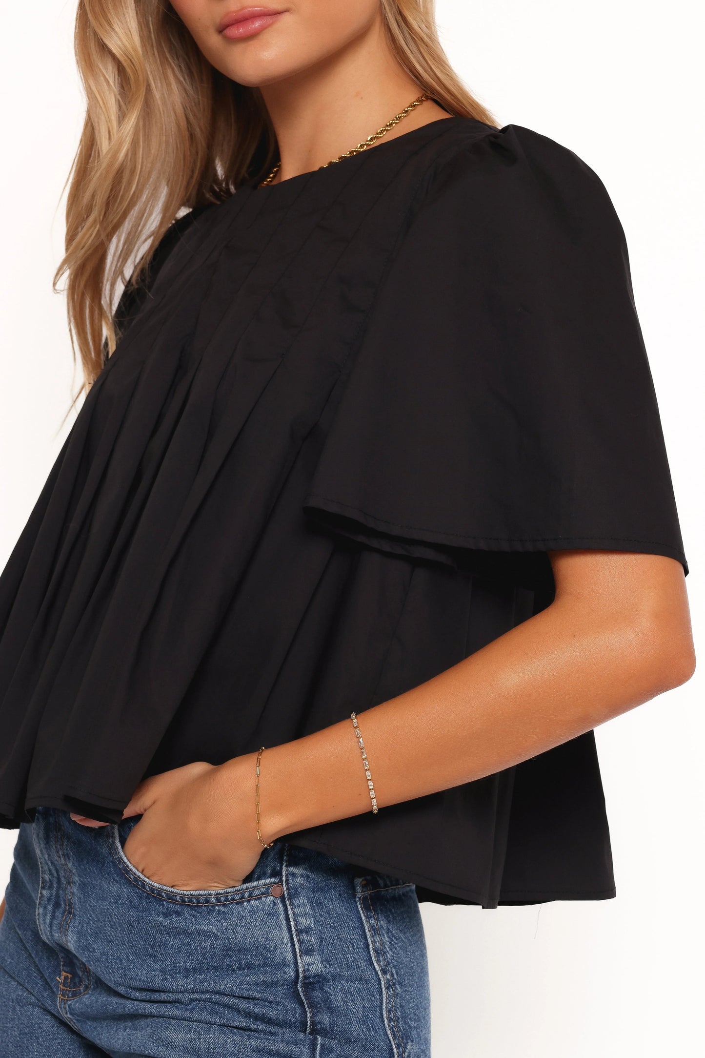 Pleated Smock Crop Top