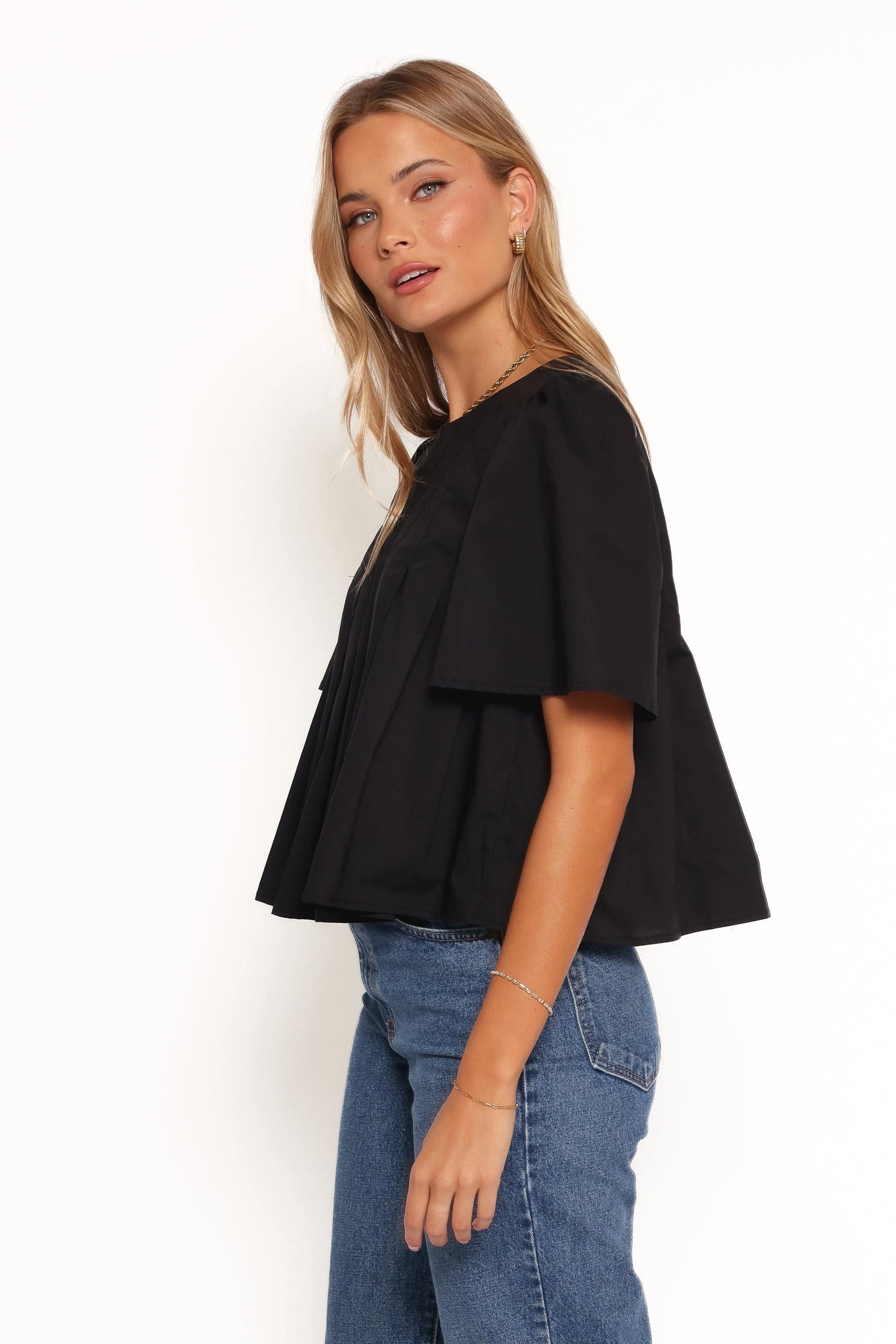 Pleated Smock Crop Top