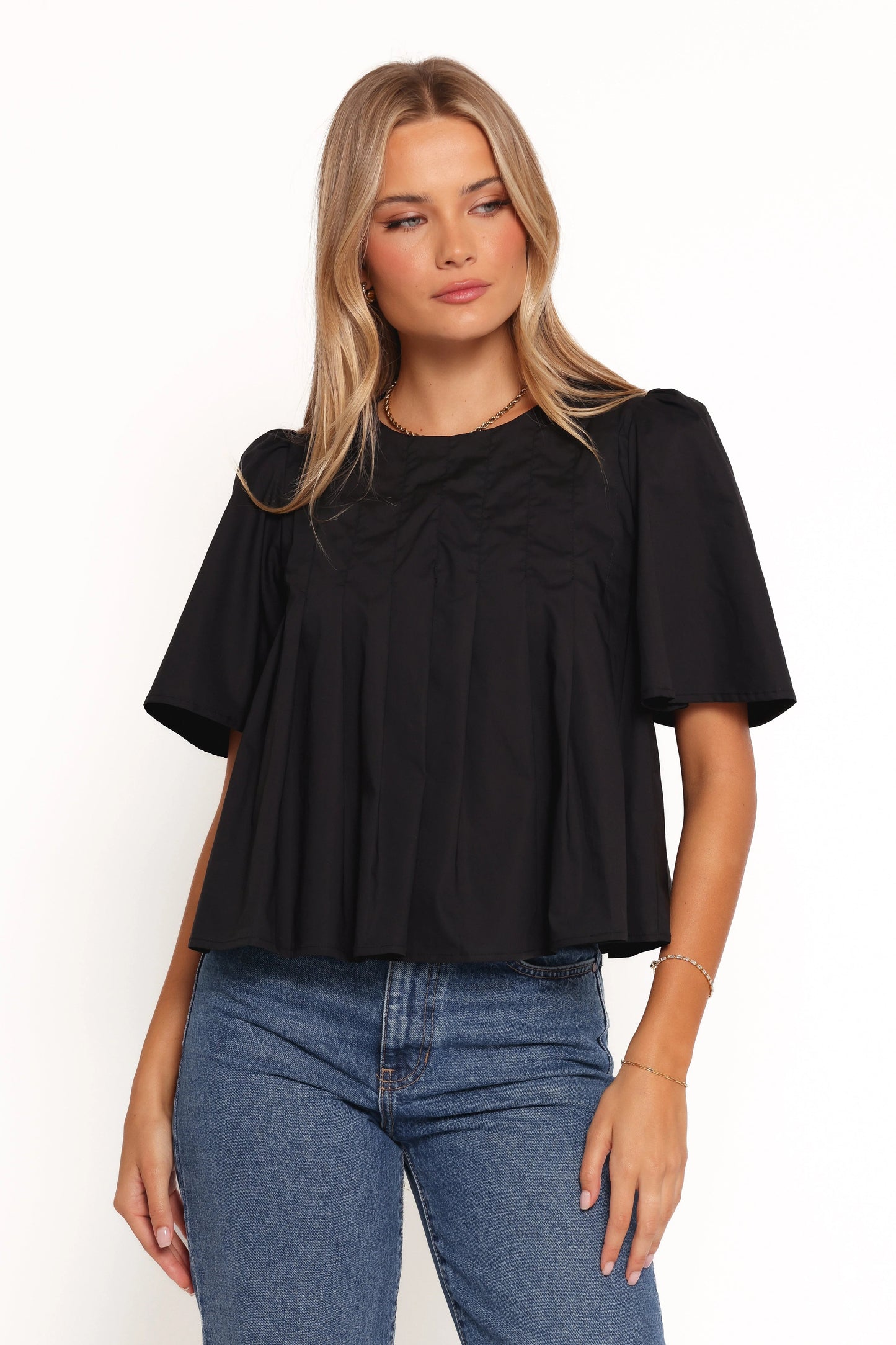 Pleated Smock Crop Top