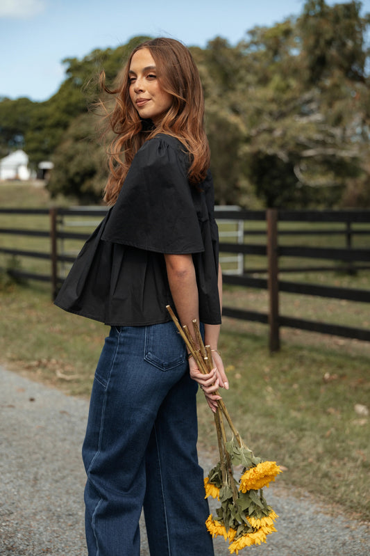 Pleated Smock Crop Top