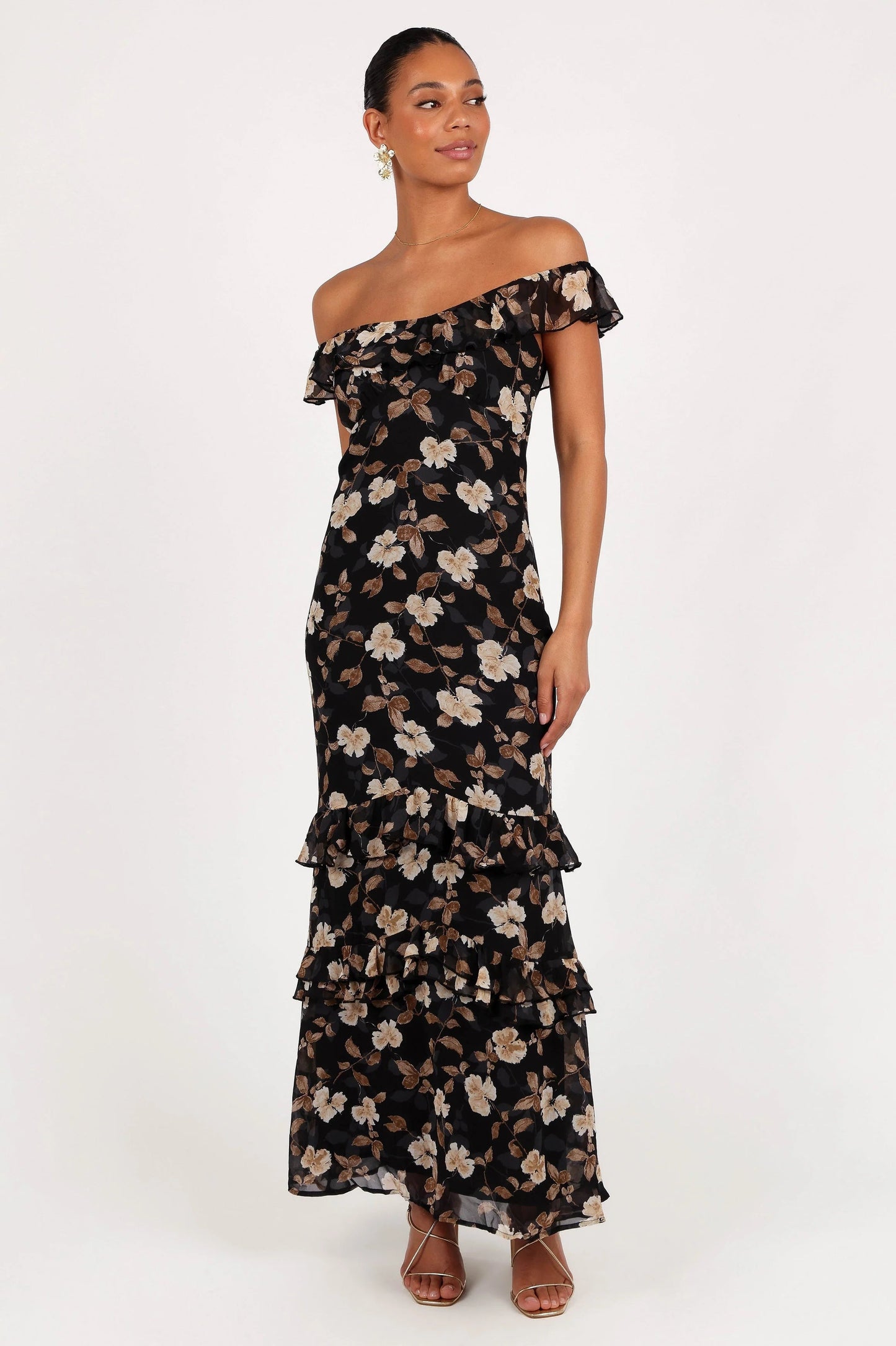 Ruffle-Trim Tiered Maxi Dress