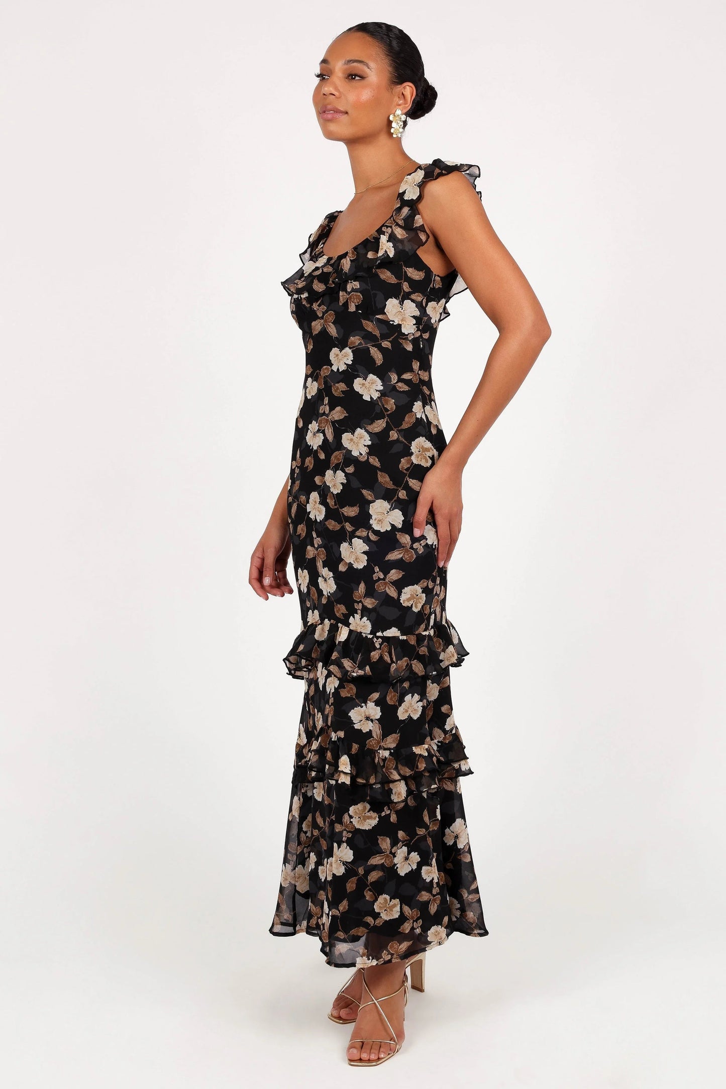 Ruffle-Trim Tiered Maxi Dress