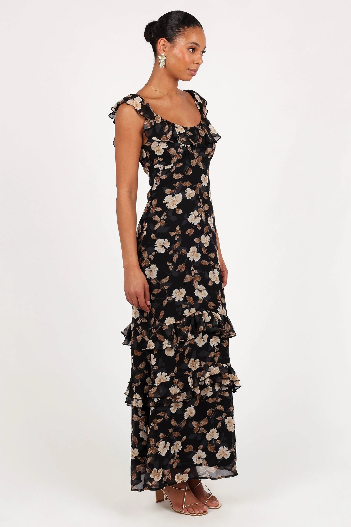 Ruffle-Trim Tiered Maxi Dress