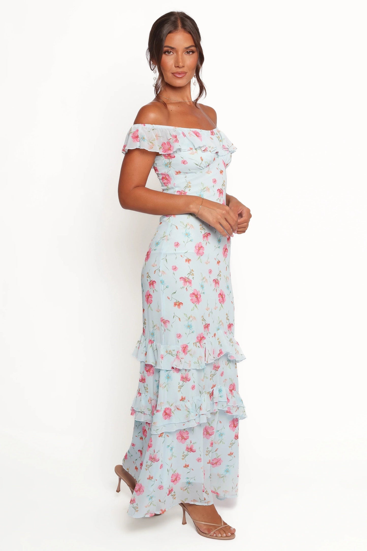 Ruffle-Trim Tiered Maxi Dress