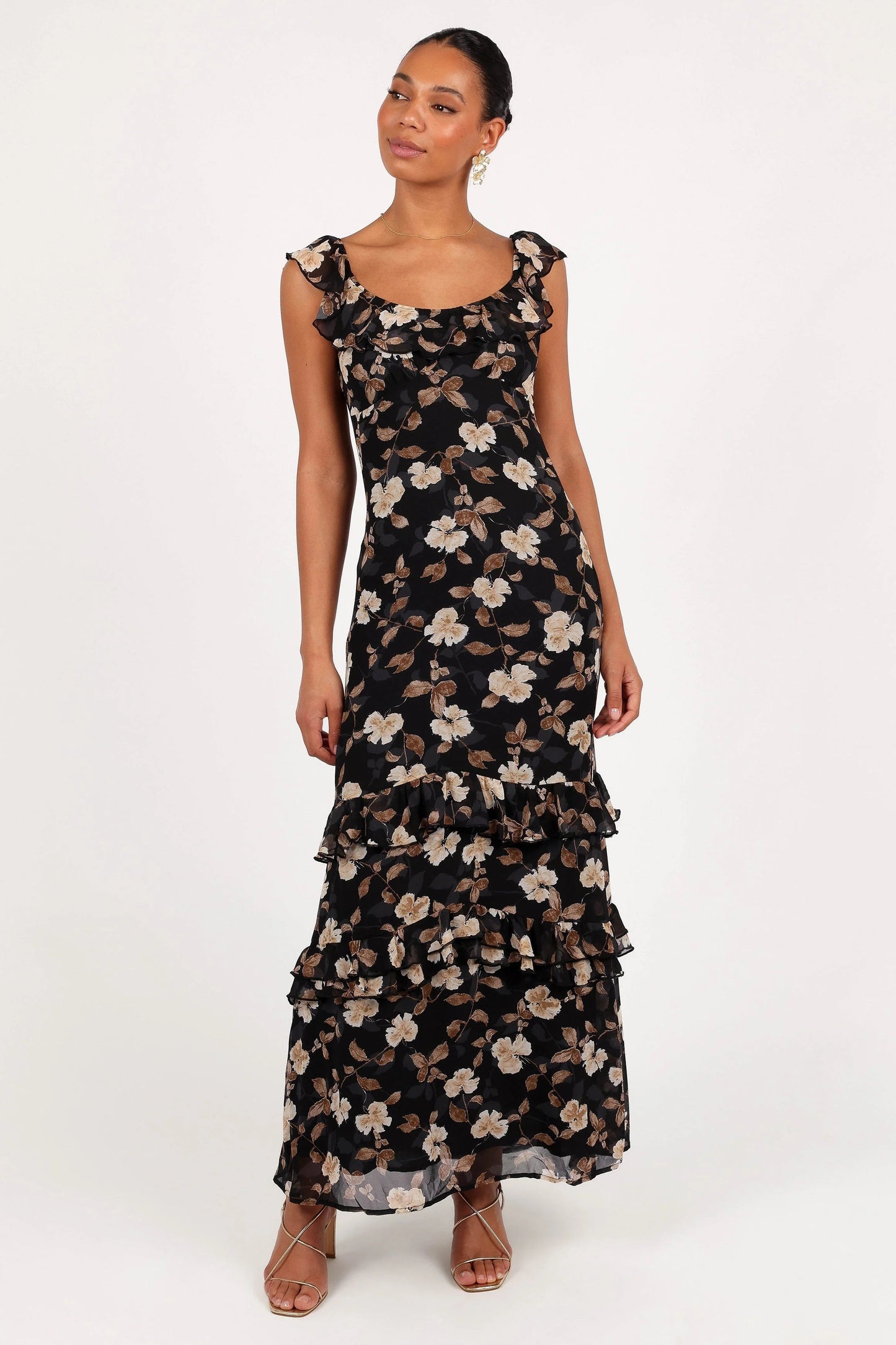 Ruffle-Trim Tiered Maxi Dress
