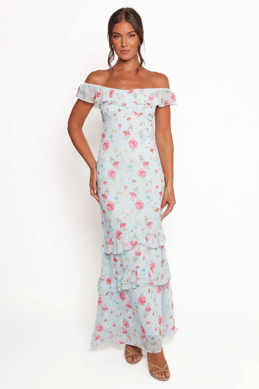 Ruffle-Trim Tiered Maxi Dress