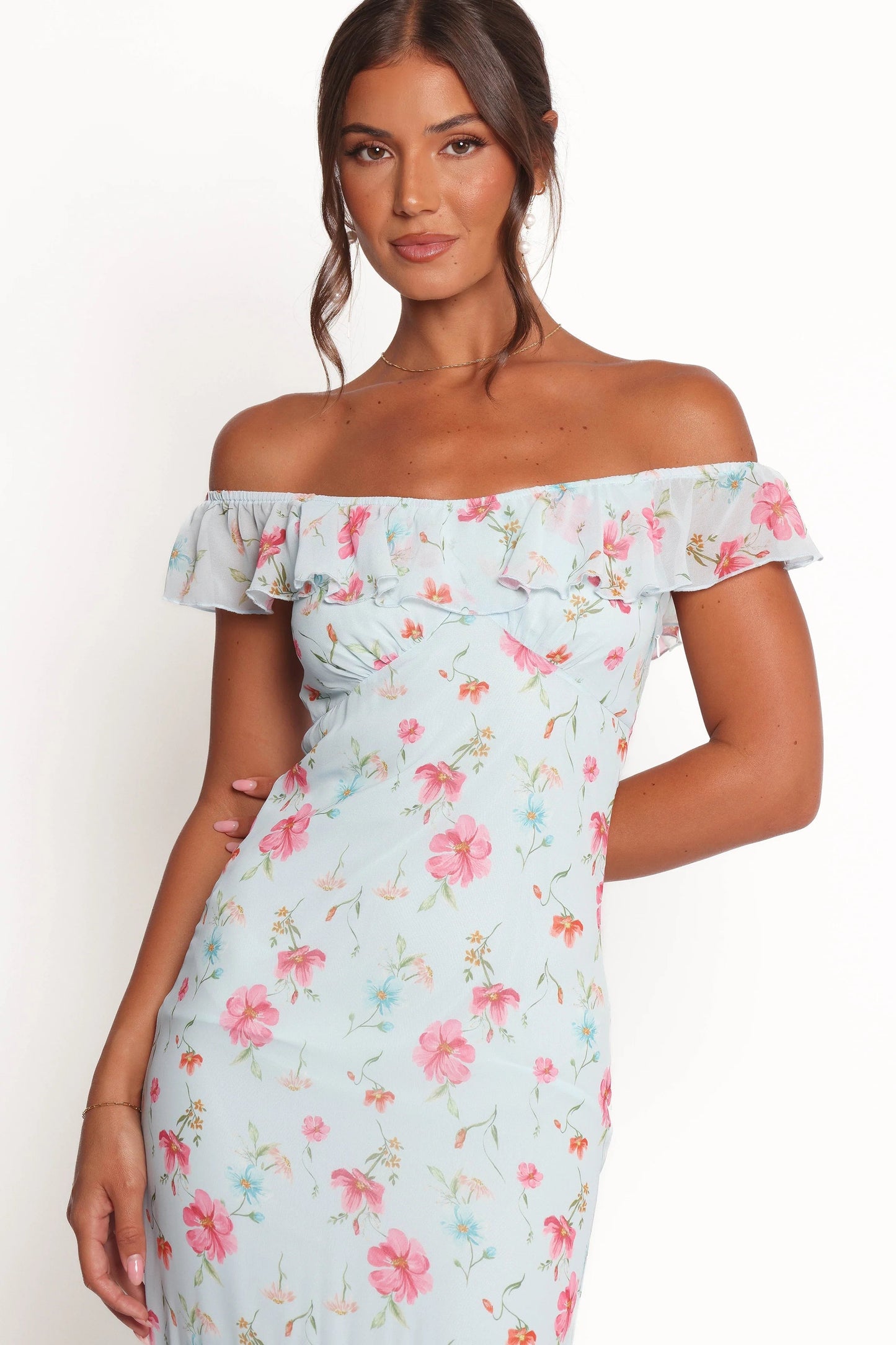 Ruffle-Trim Tiered Maxi Dress