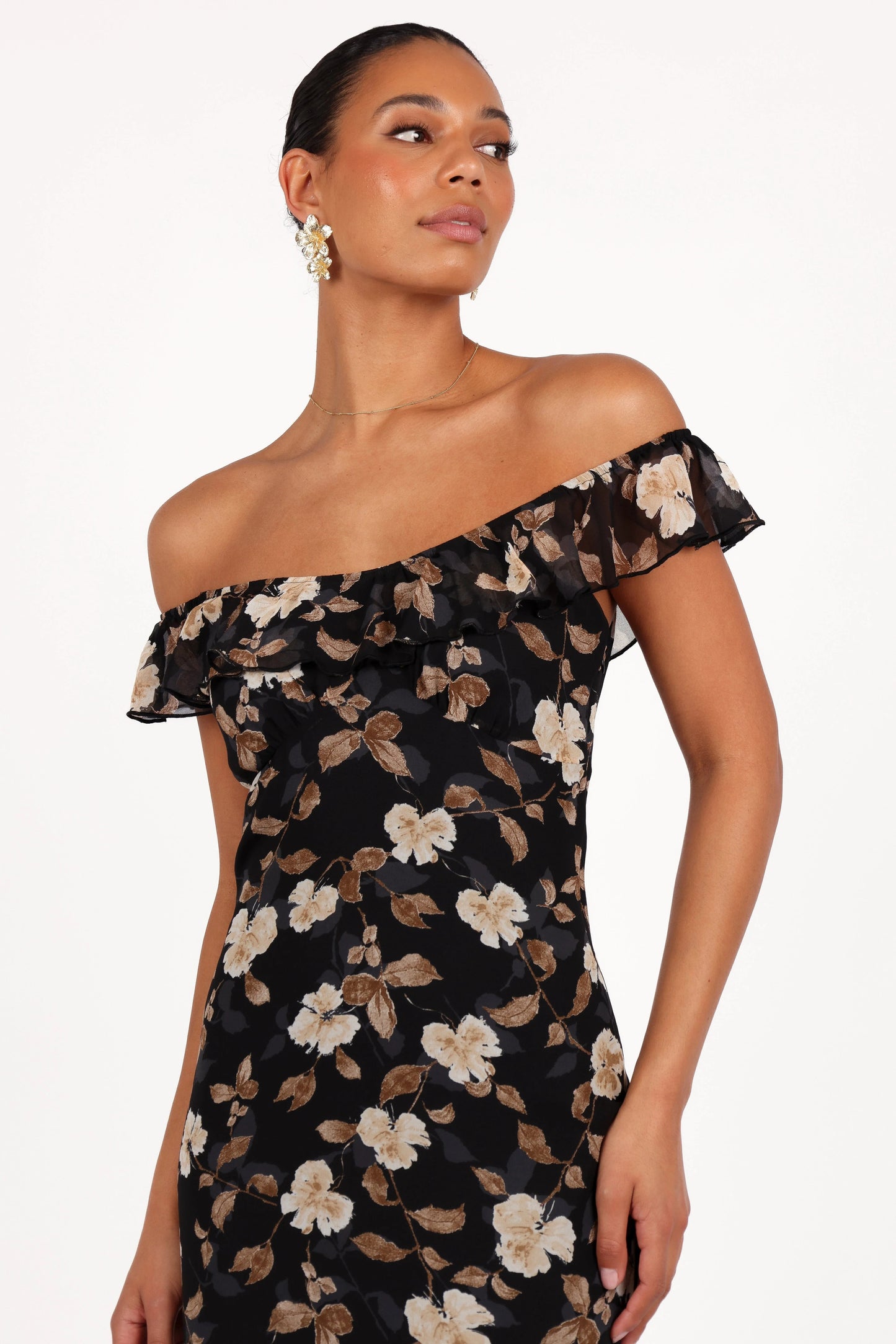 Ruffle-Trim Tiered Maxi Dress