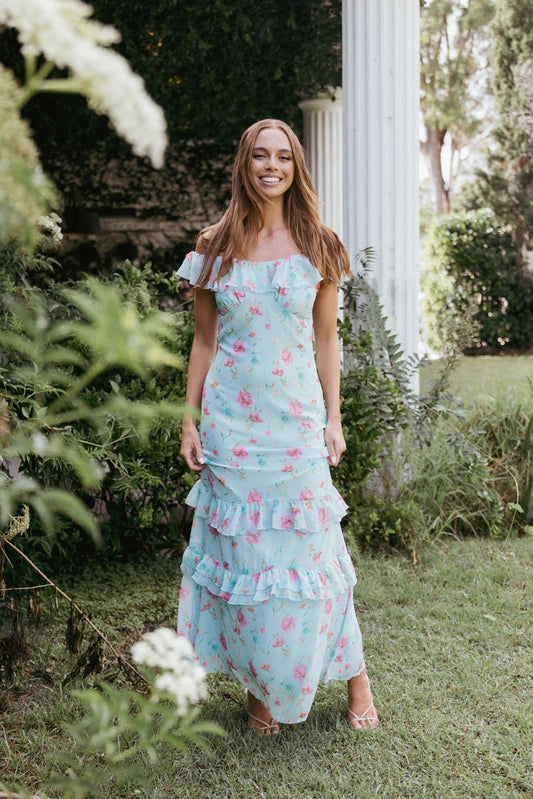 Ruffle-Trim Tiered Maxi Dress