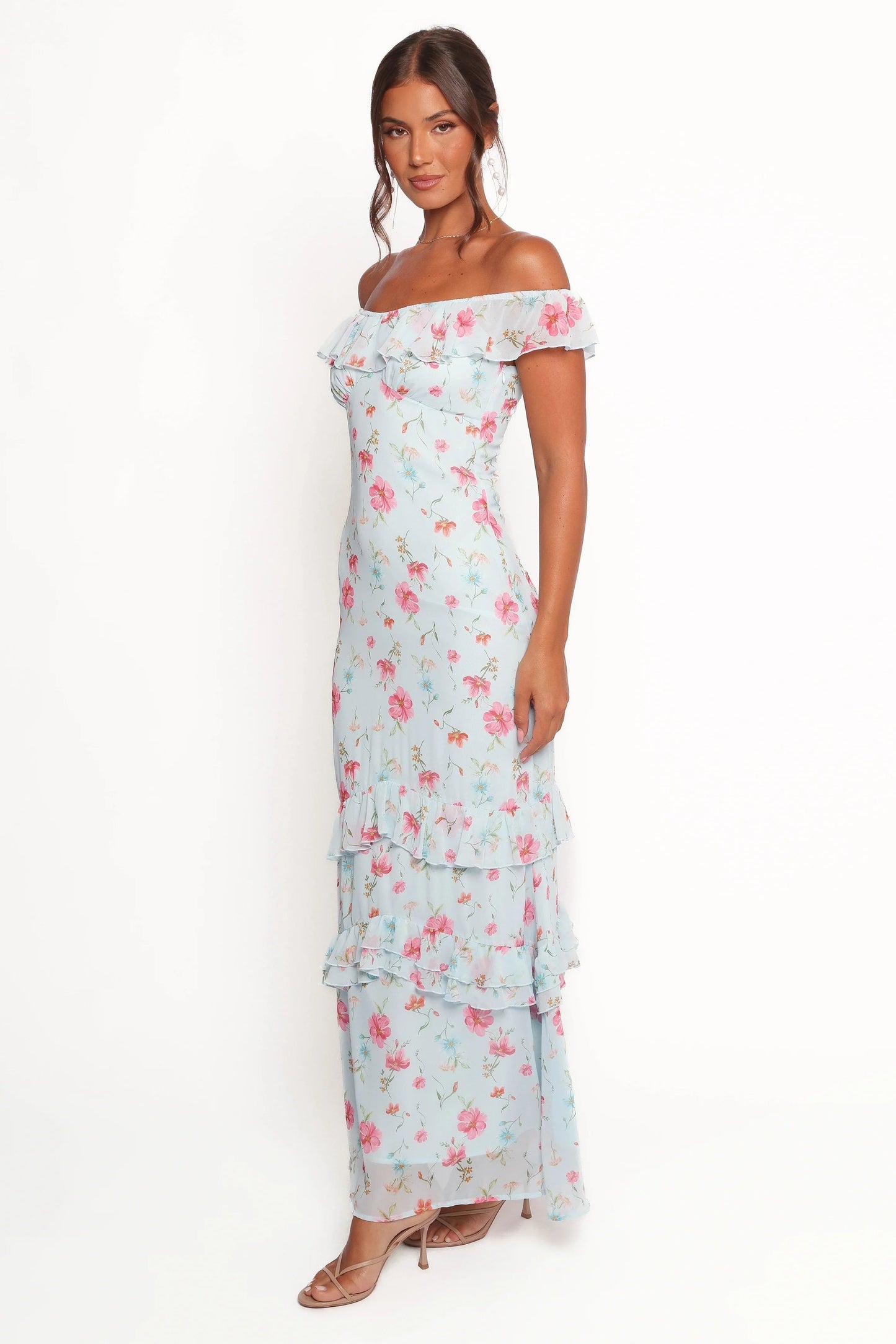 Ruffle-Trim Tiered Maxi Dress