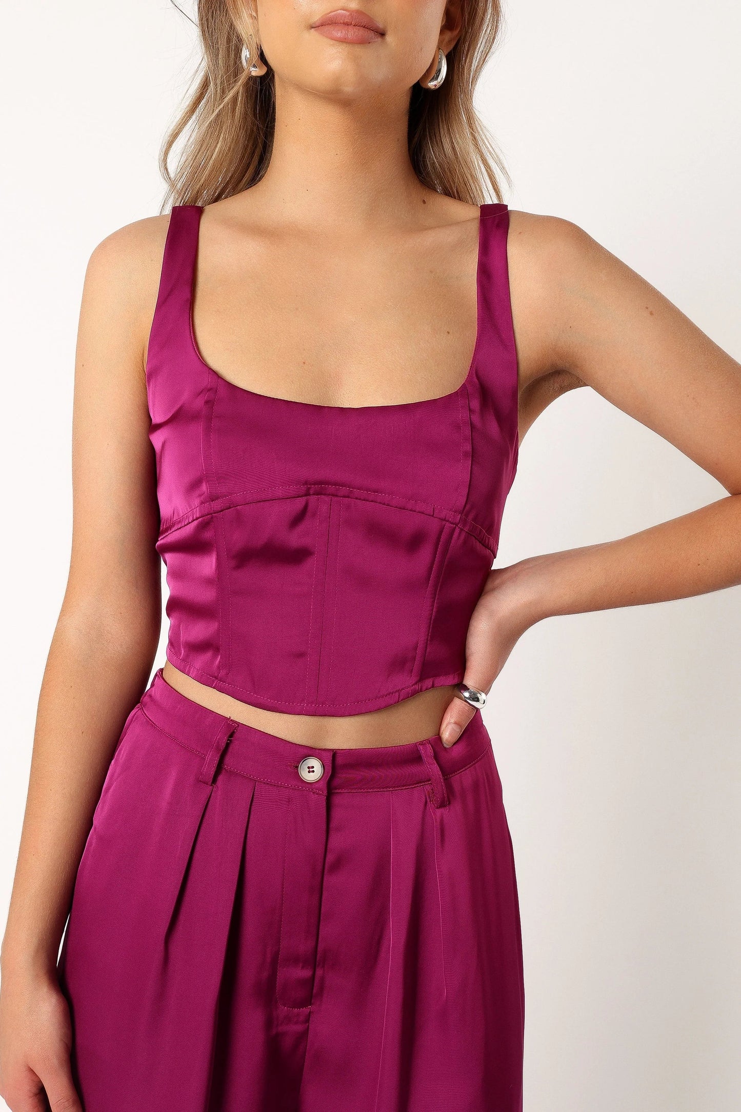 Satin Corset Crop & Pant Set