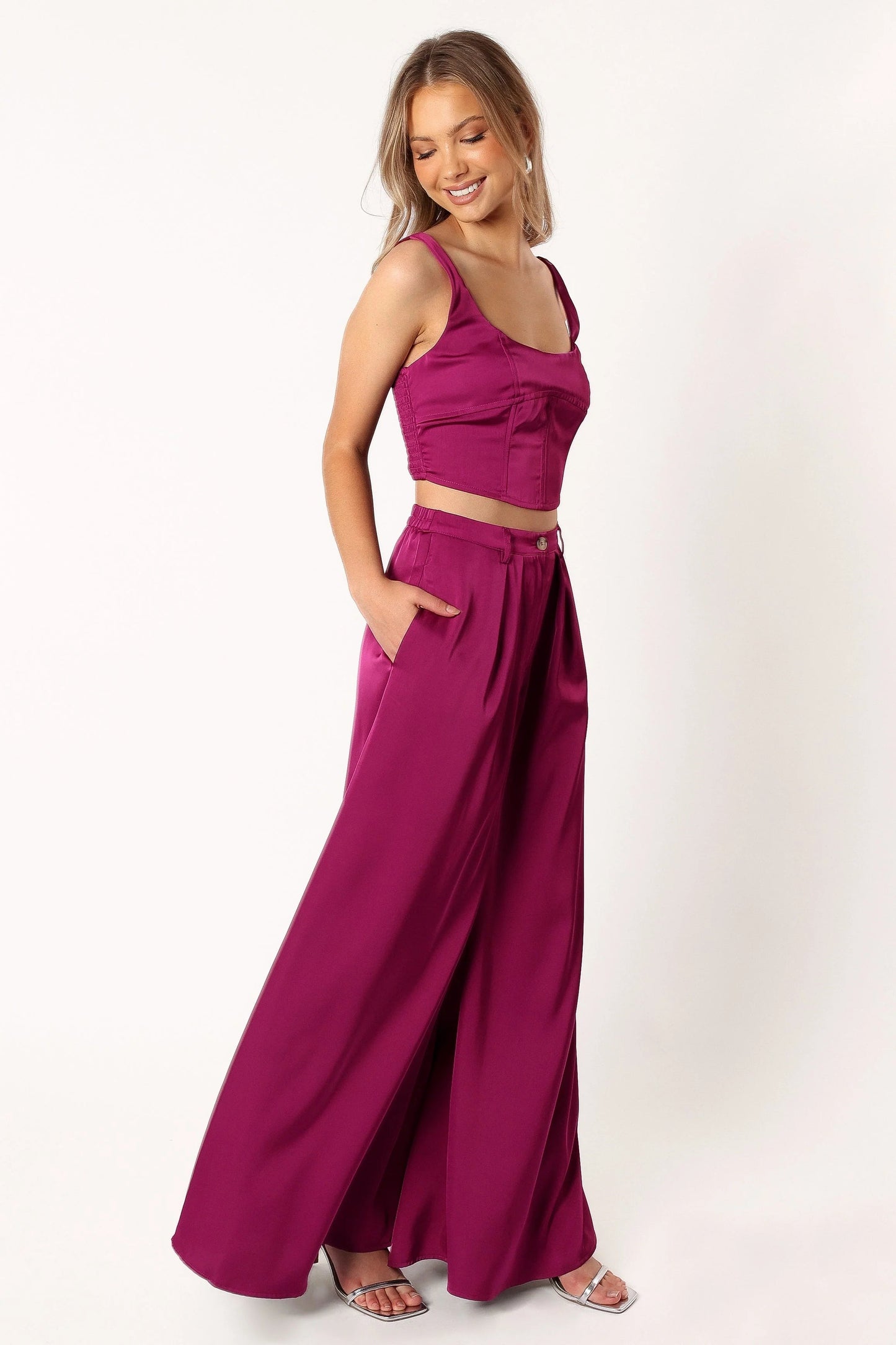 Satin Corset Crop & Pant Set