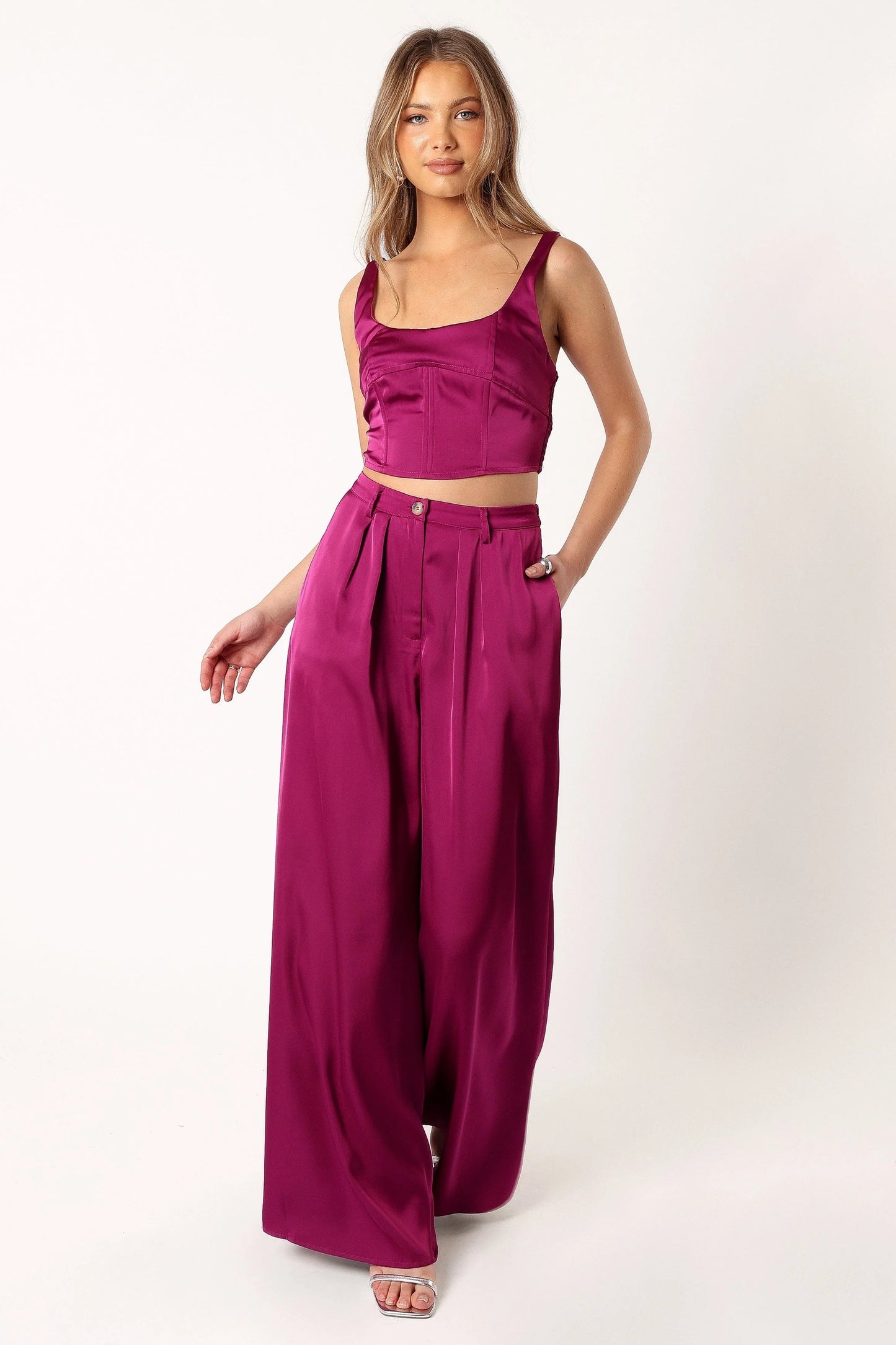 Satin Corset Crop & Pant Set