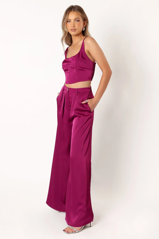 Satin Corset Crop & Pant Set