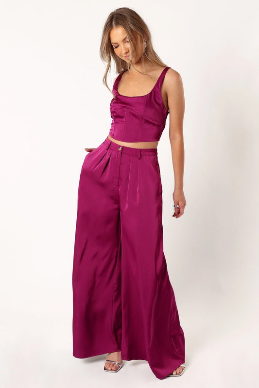 Satin Corset Crop & Pant Set