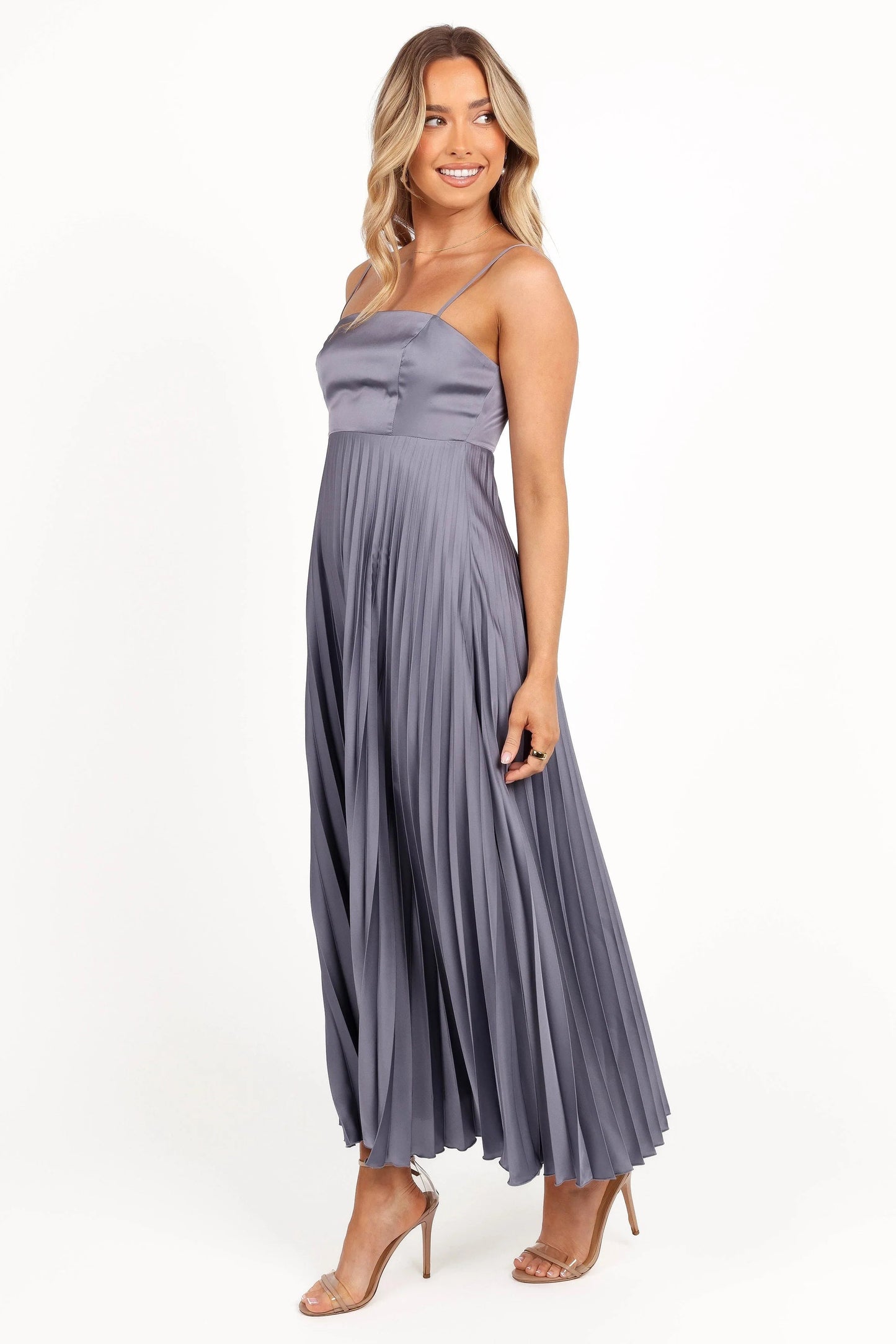 Satin Pleated Maxi Dress