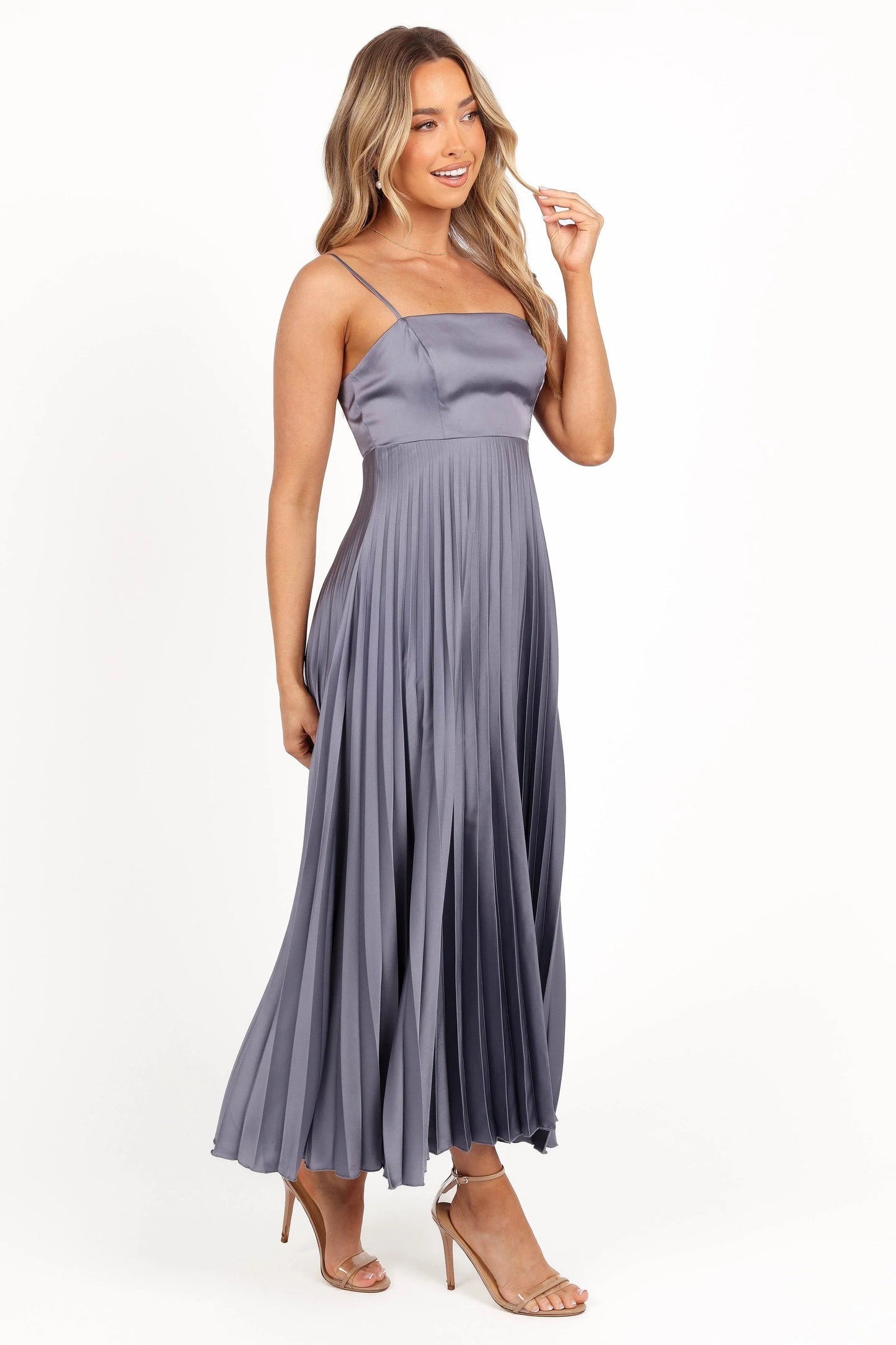 Satin Pleated Maxi Dress