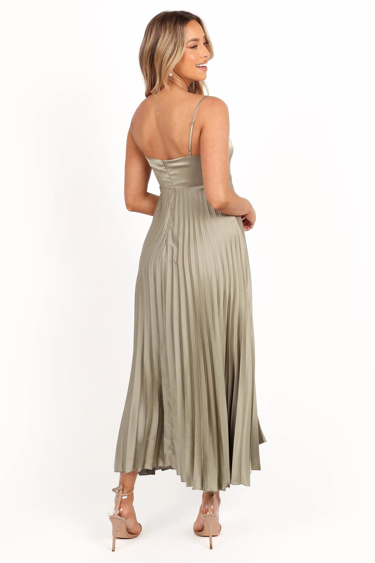 Satin Pleated Maxi Dress