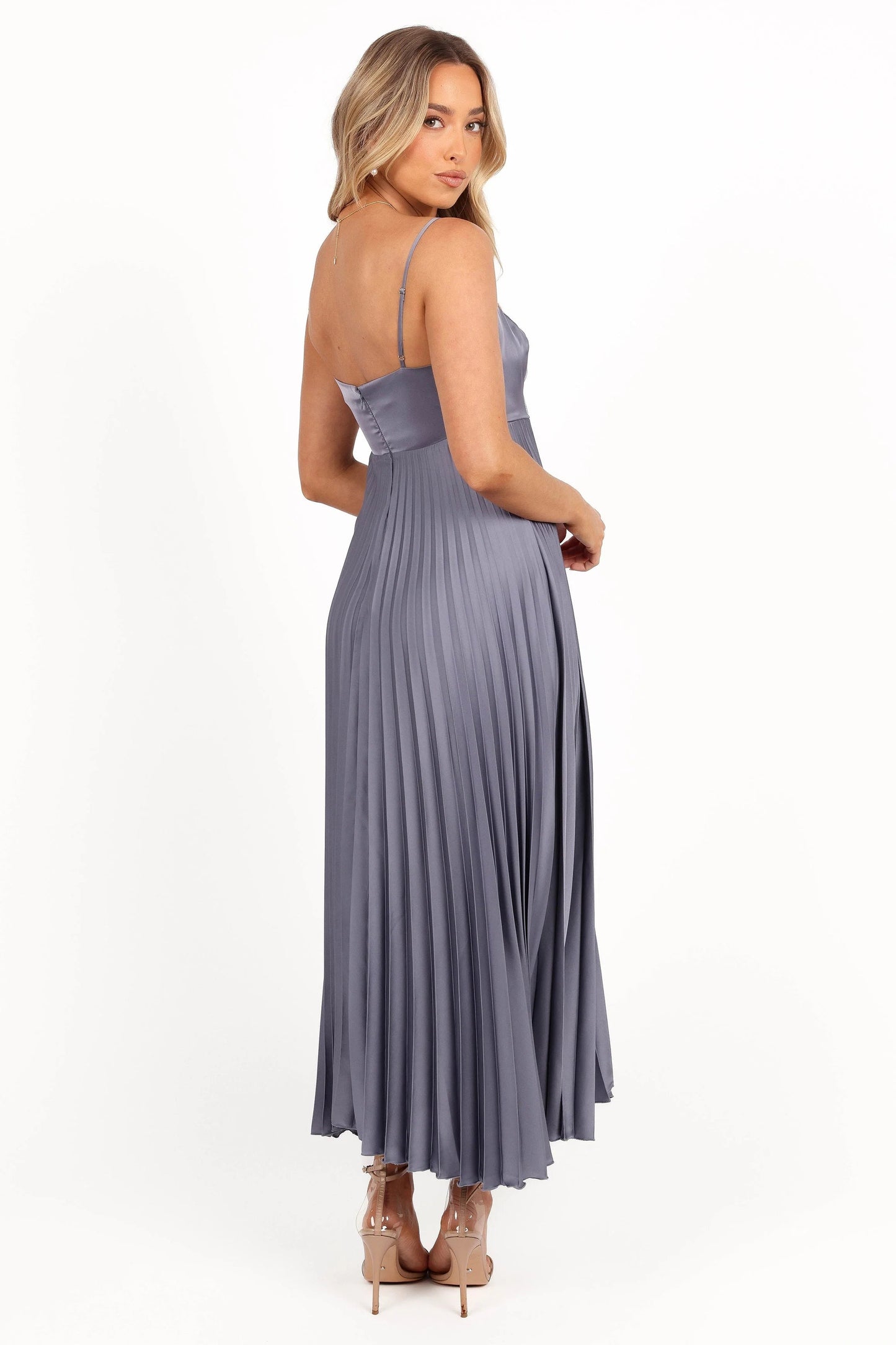 Satin Pleated Maxi Dress