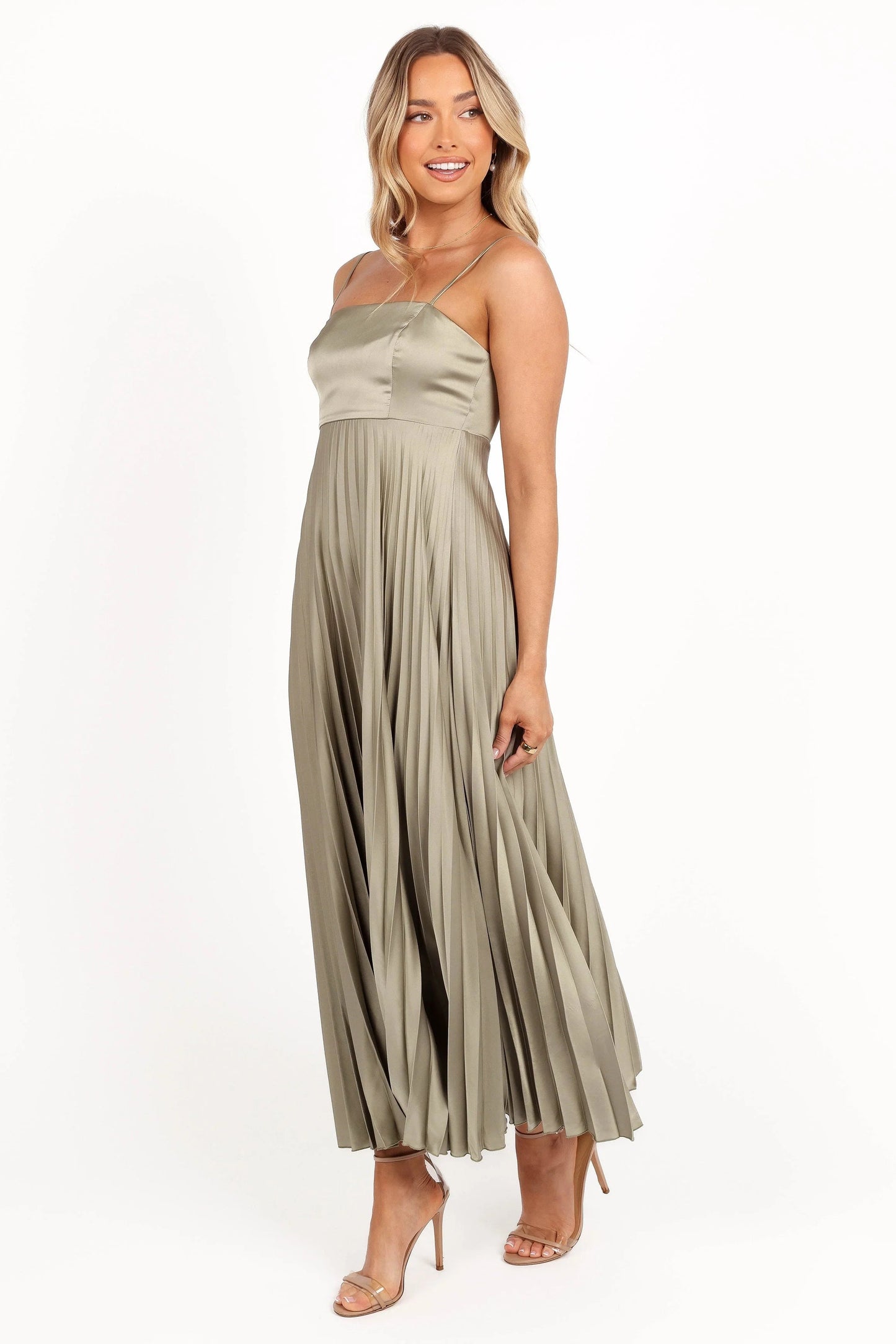 Satin Pleated Maxi Dress